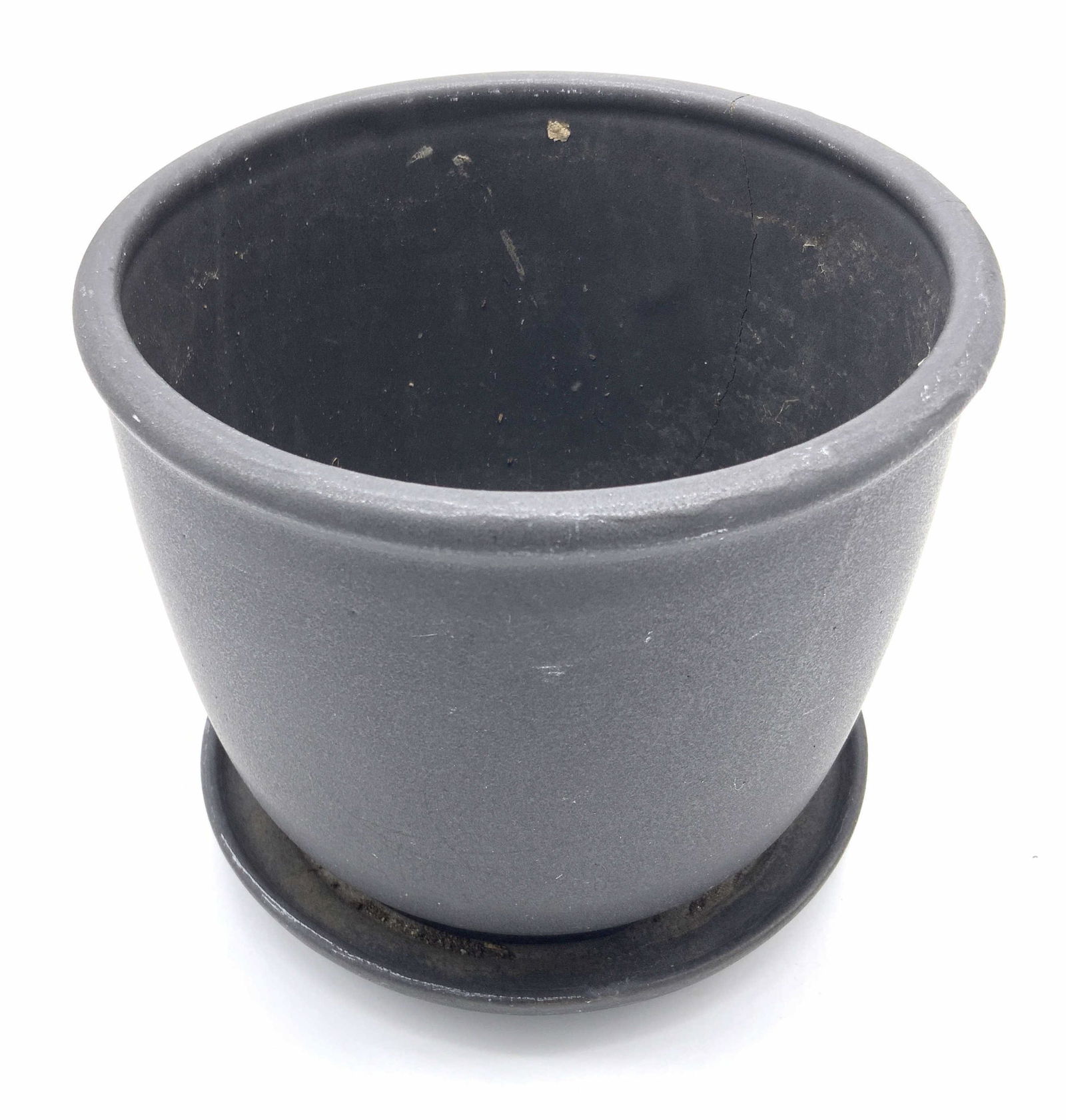 Matte Black Ceramic Planter W/ Drainage Dish (1 of 7)