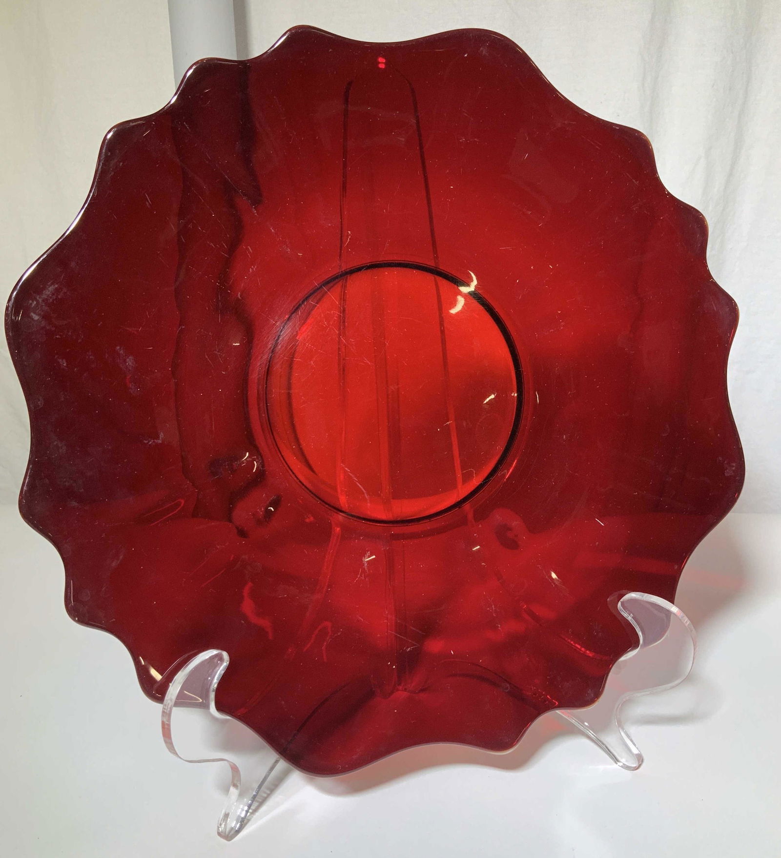 Ruby Red Vintage Glass Plate (1 of 5)