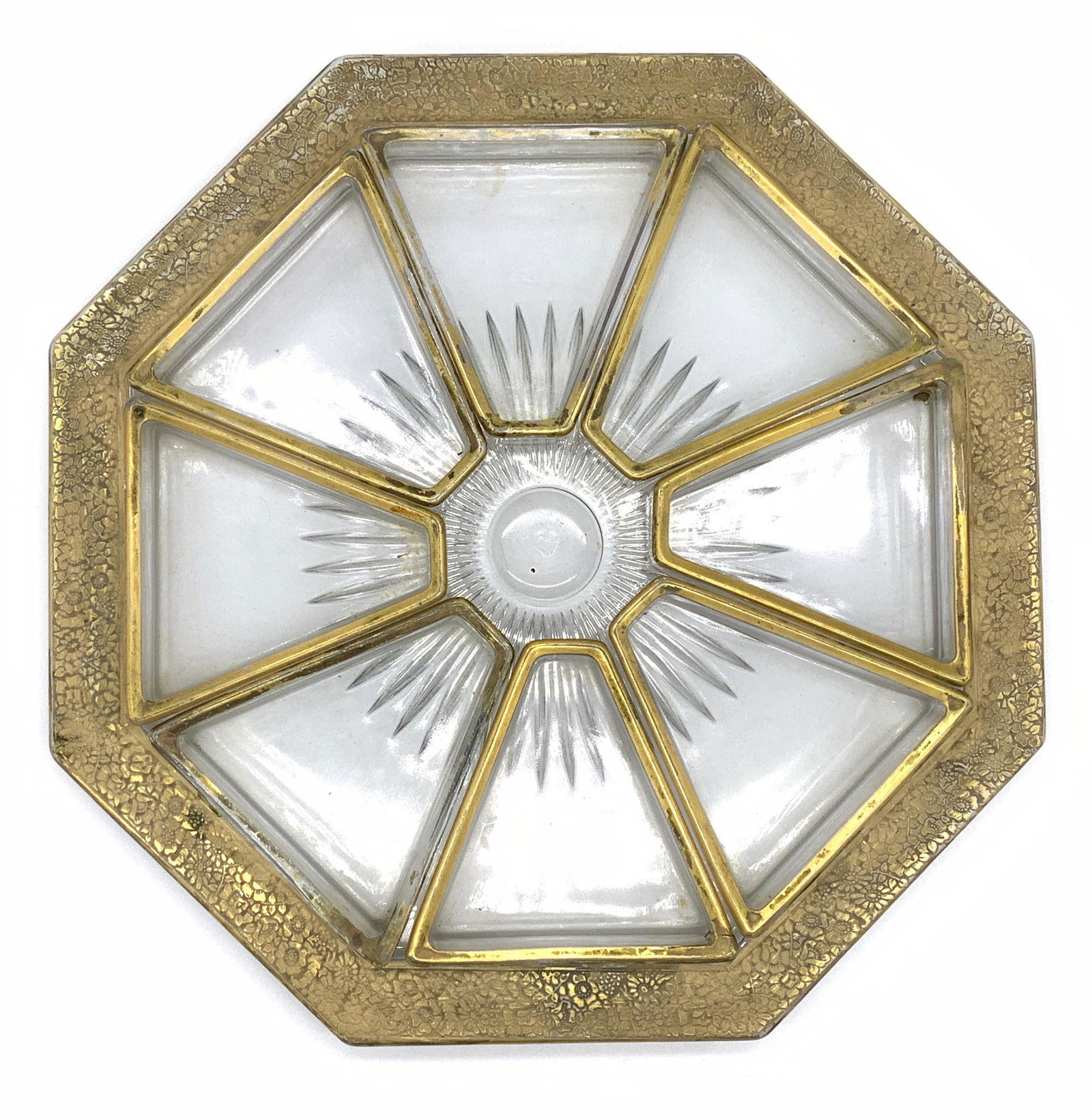 Gilt Cut Glass Serving Tray with Removable Dishes (1 of 7)