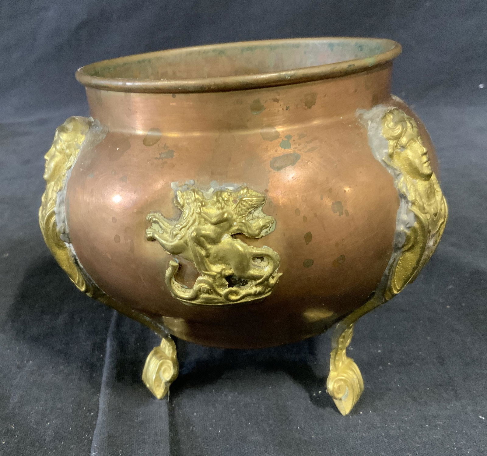 Copper & Brass Footed Pot (1 of 7)