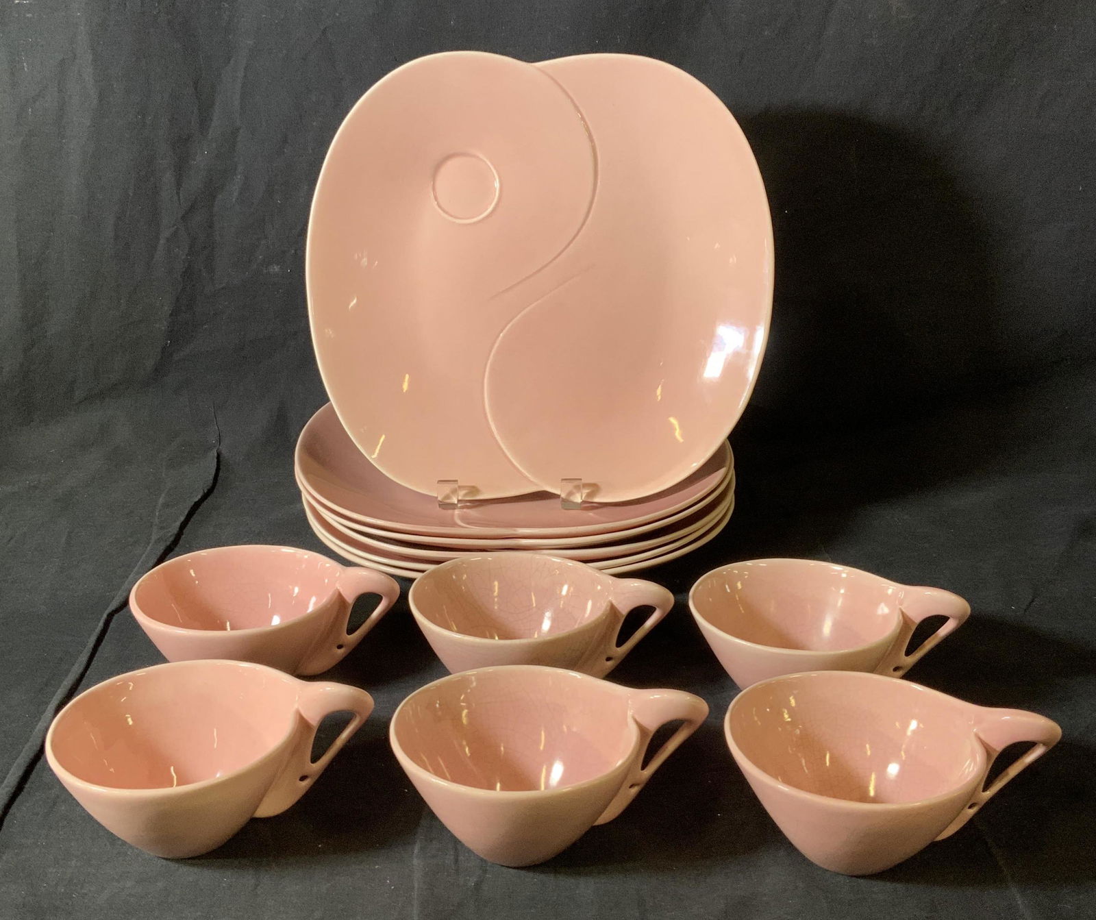 Set 12 Art Deco Style Ceramic Dishes & Teacups (1 of 6)