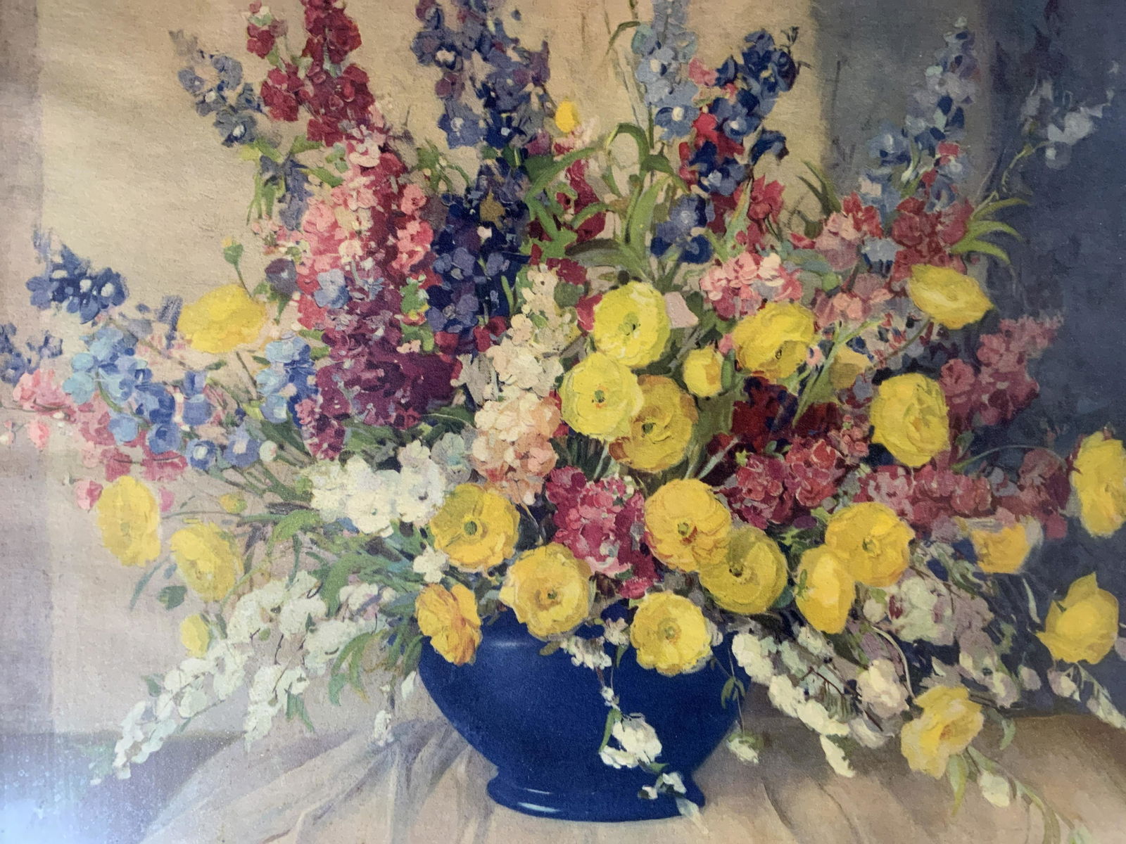 NELL WALKER WARNER Still Life Lithograph, Artwork: NELL WALKER WARNER Still Life Lithograph, inscription to lower right reads ‘Nell Walker Warner’, inscription to reverse reads ‘Nature’s Splendor’, subject a vase of flowers, measures 24 1/4