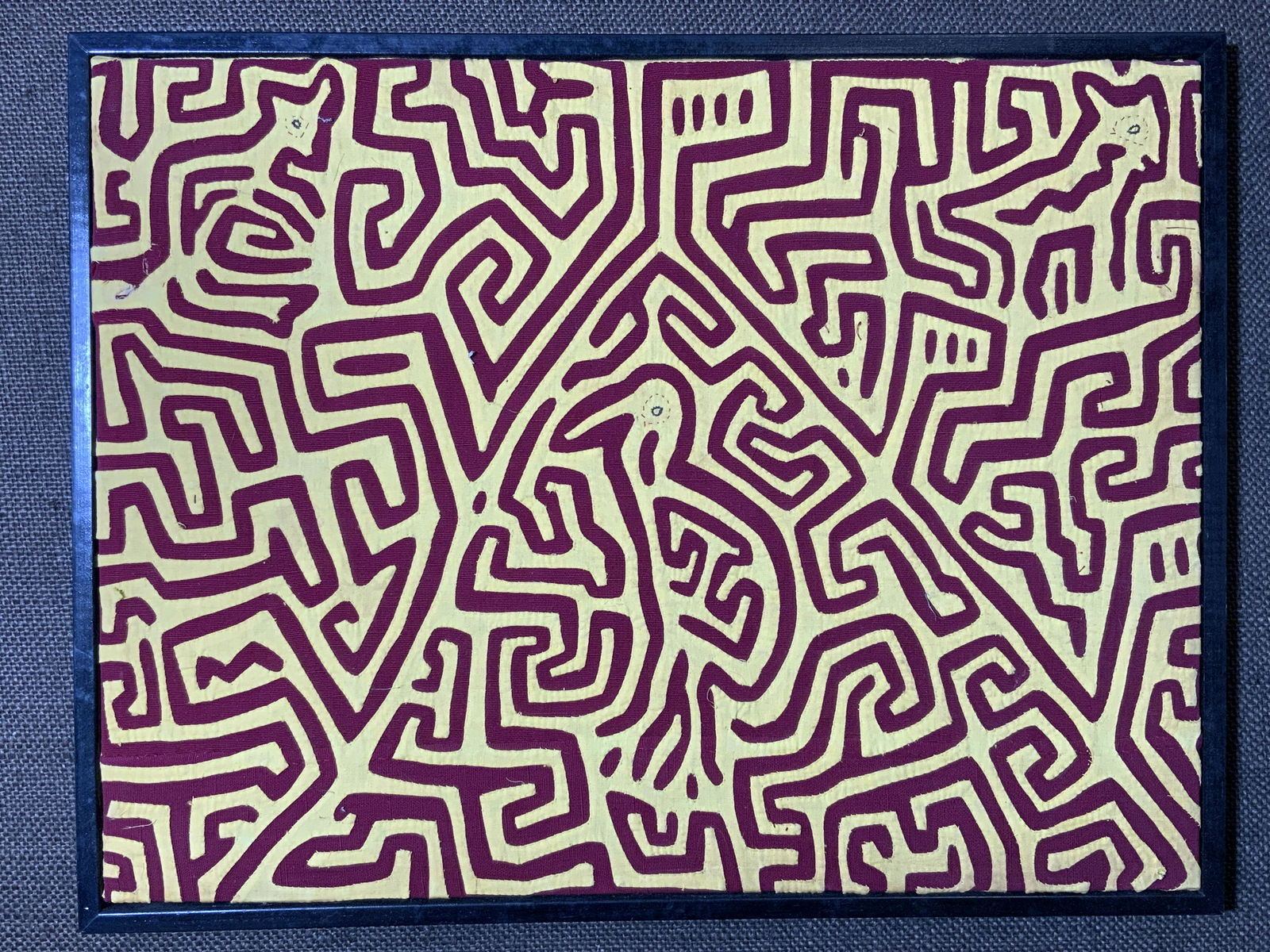 Framed Yellow & Red Textile Artwork (1 of 10)