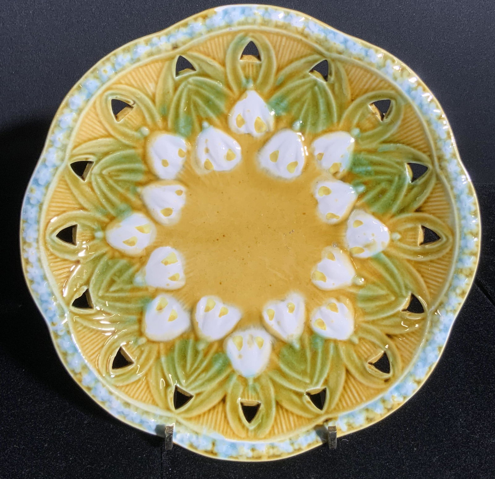 Signed Hand Painted Pierced Porcelain Plate (1 of 7)