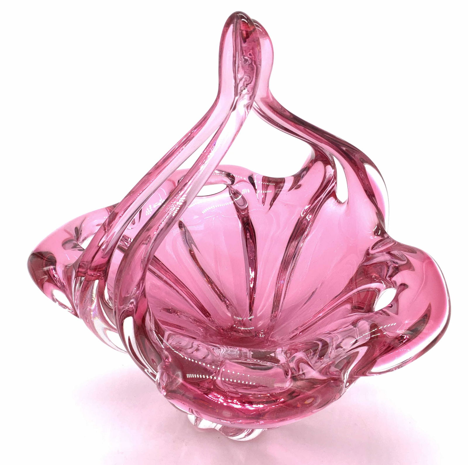 Cranberry Glass Tabletop Basket (1 of 6)