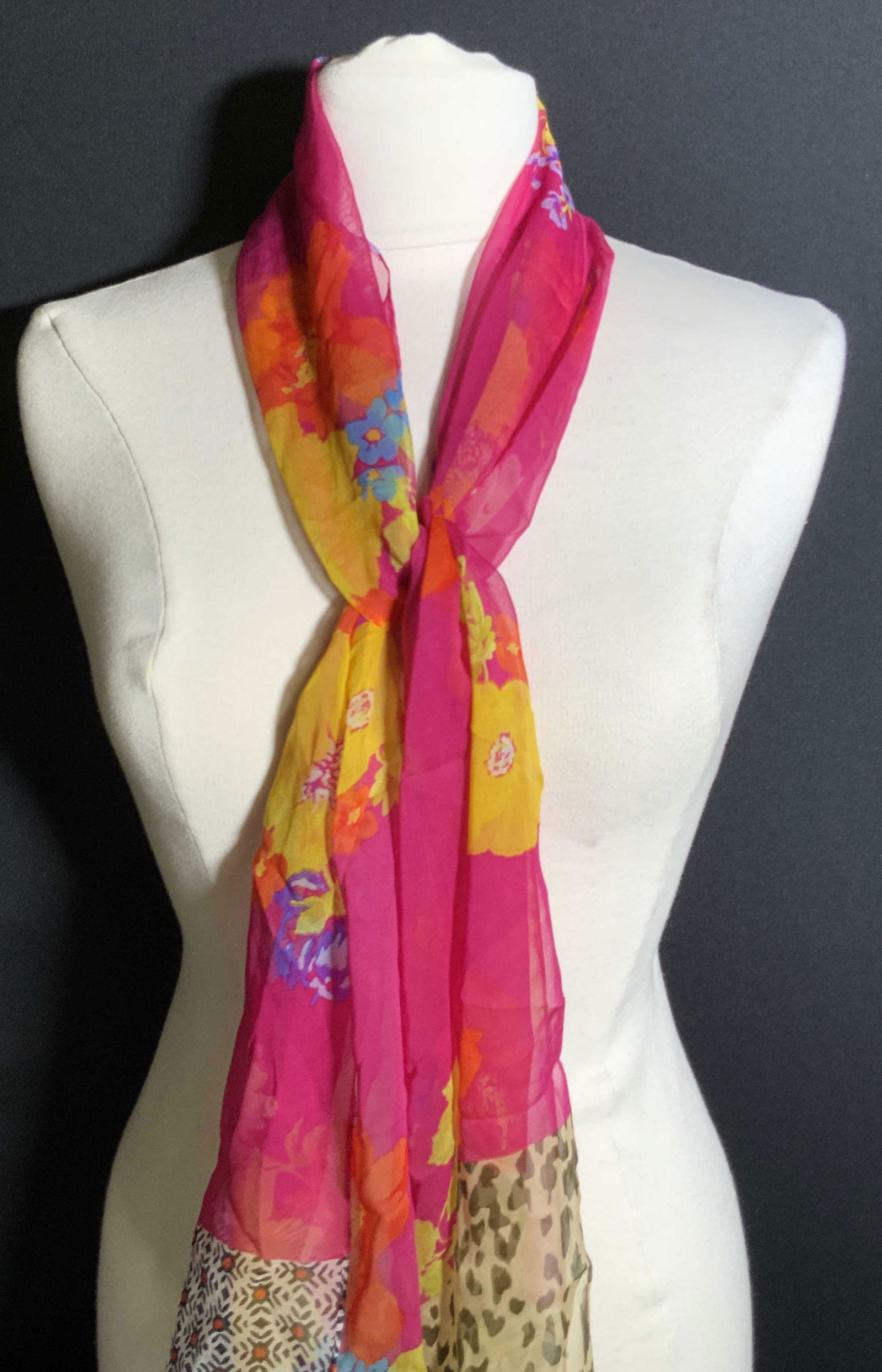 ECHO Signed Patterned 100% Silk Scarf (1 of 8)