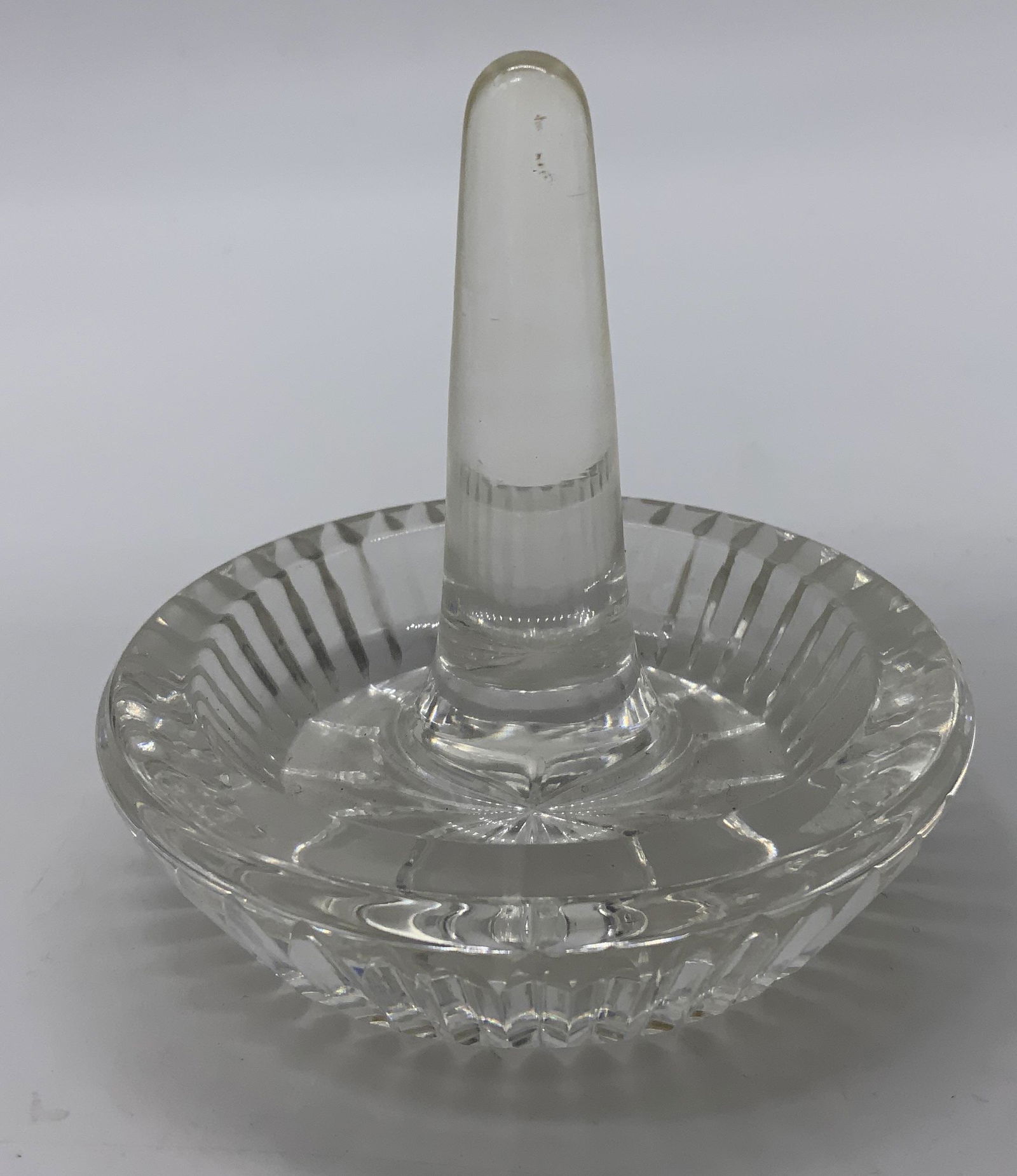 WATERFORD Crystal Ring Holder: WATERFORD Crystal Ring Holder, inscription to base reads ‘Waterford’, measures 2 3/4 x 3 inches in diameter, surface wear to piece, Waterford, crystal, ring holder, decorative arts, tabletop acces