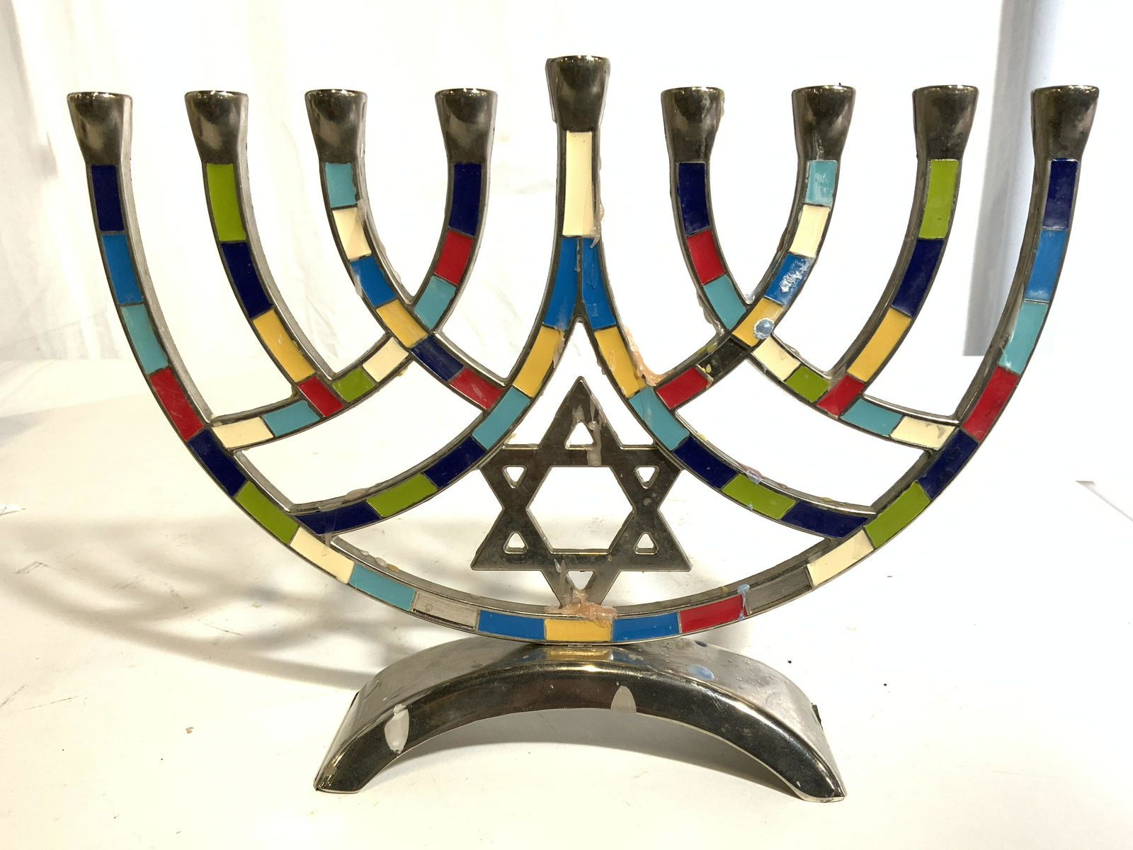 Metal & Enameled Judaica Menorah (1 of 8)