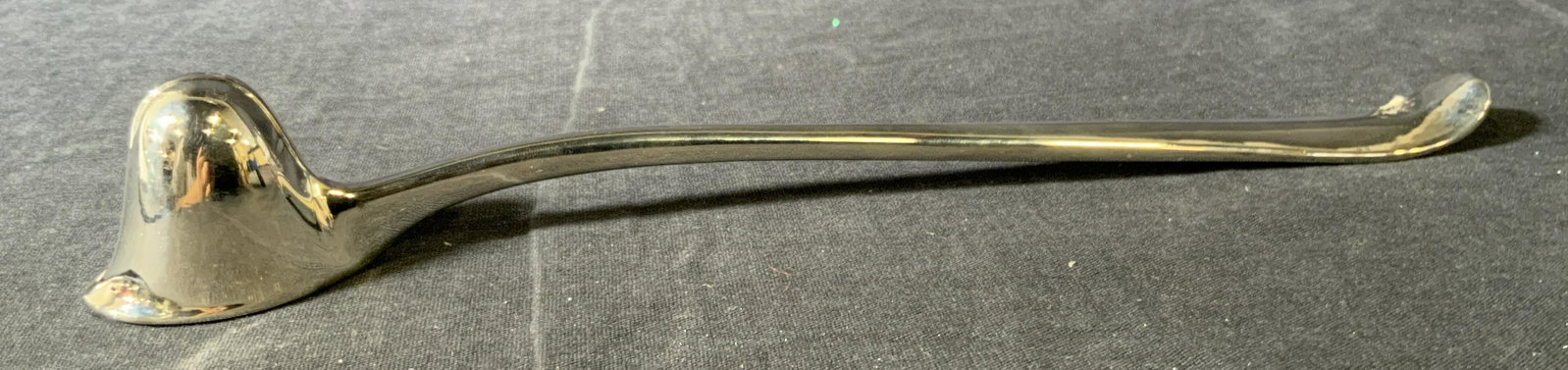 Metal Candle Snuffer: Metal Candle Snuffer, no apparent inscriptions or marks, measures 9 3/4 x 1 3/8 inches tall, surface wear to piece, Candle Snuffer, single Snuffer, candle extinguisher, douter, decorative arts, tablet