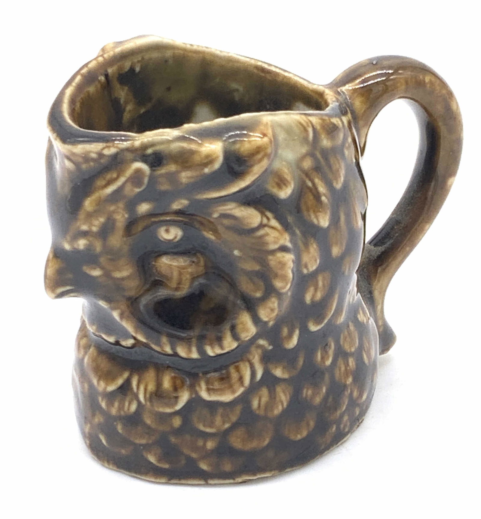 Collectible Miniature Glazed Porcelain Owl Pitcher (1 of 8)