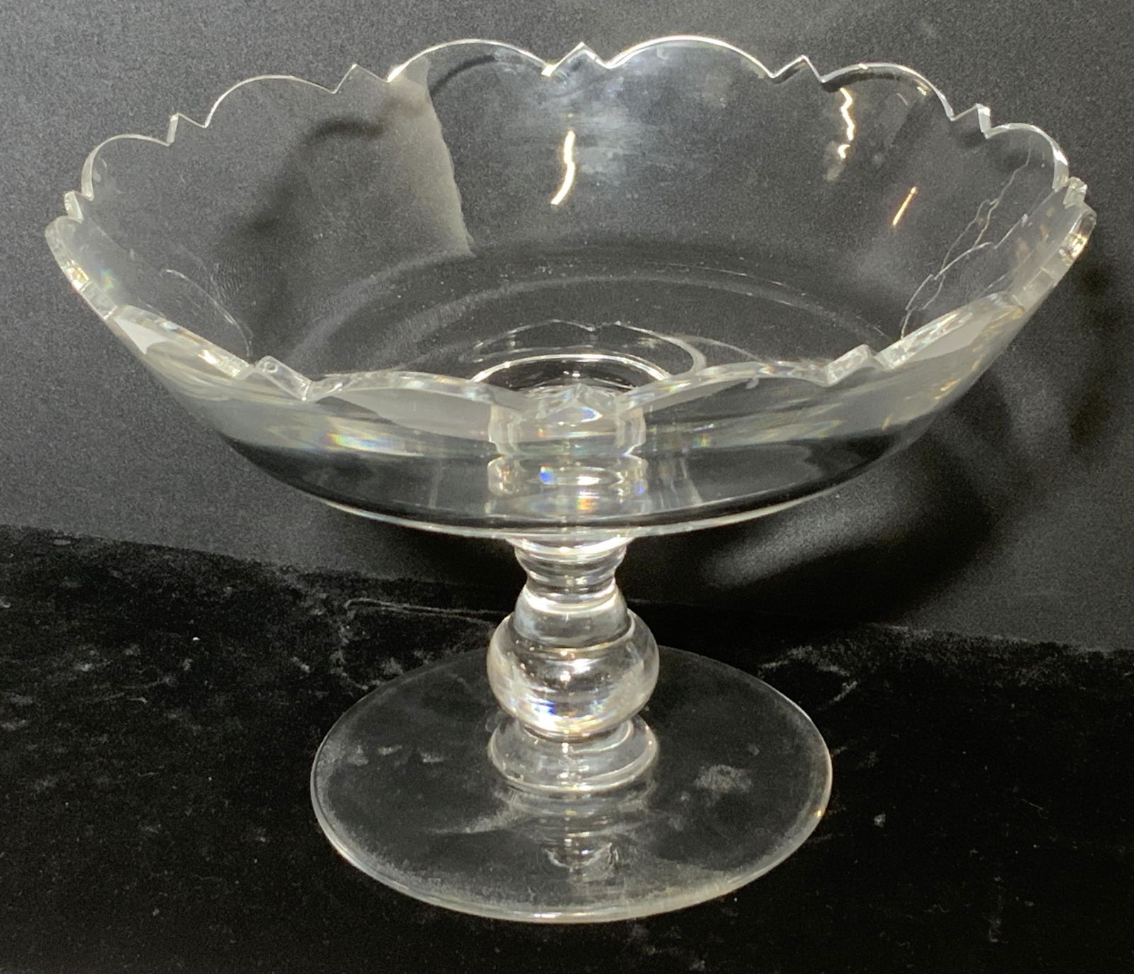 Signed Val St Lambert Crystal Pedestal Tazza (1 of 5)