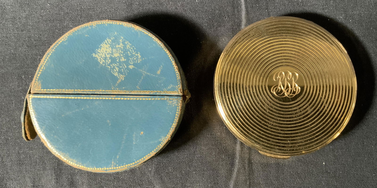 Vintage Mirrored Compact w Leather Case (1 of 8)