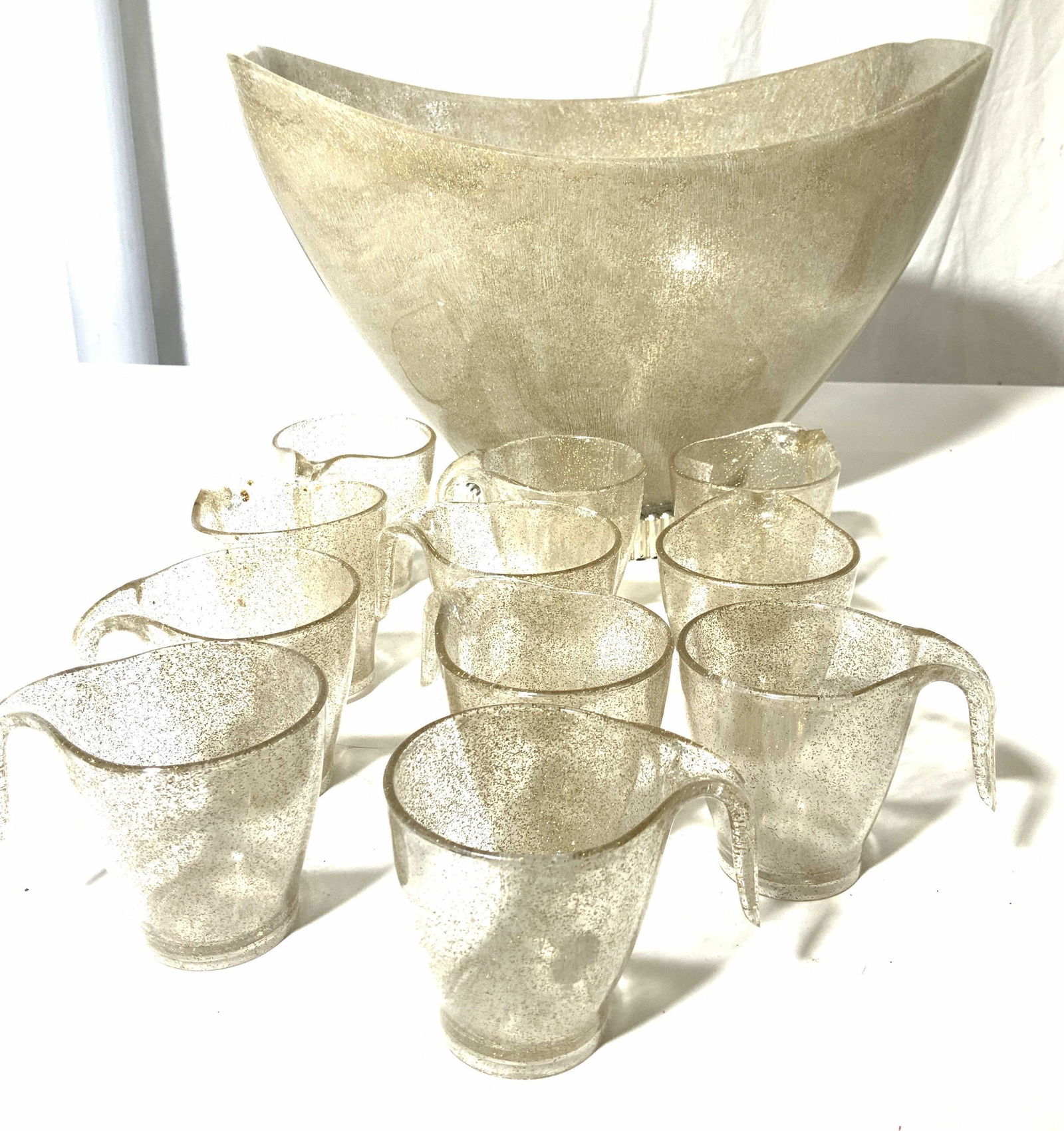 Mid Century Metallic Celluloid Punch Bowl Set 12 (1 of 6)