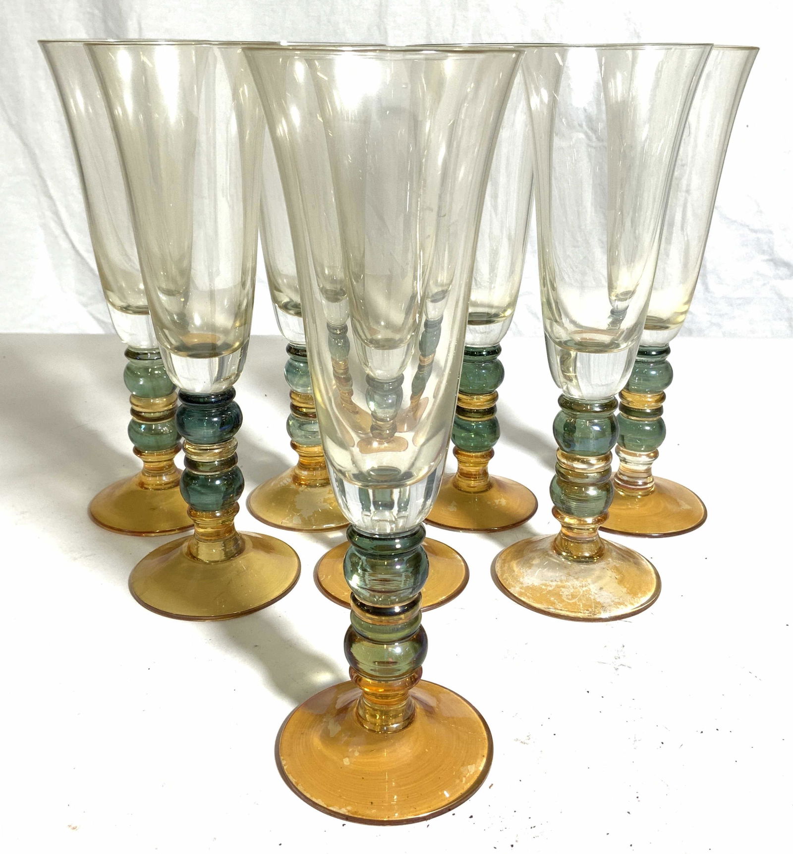 Set 8 Multi Toned Stem Champagne Flutes (1 of 8)