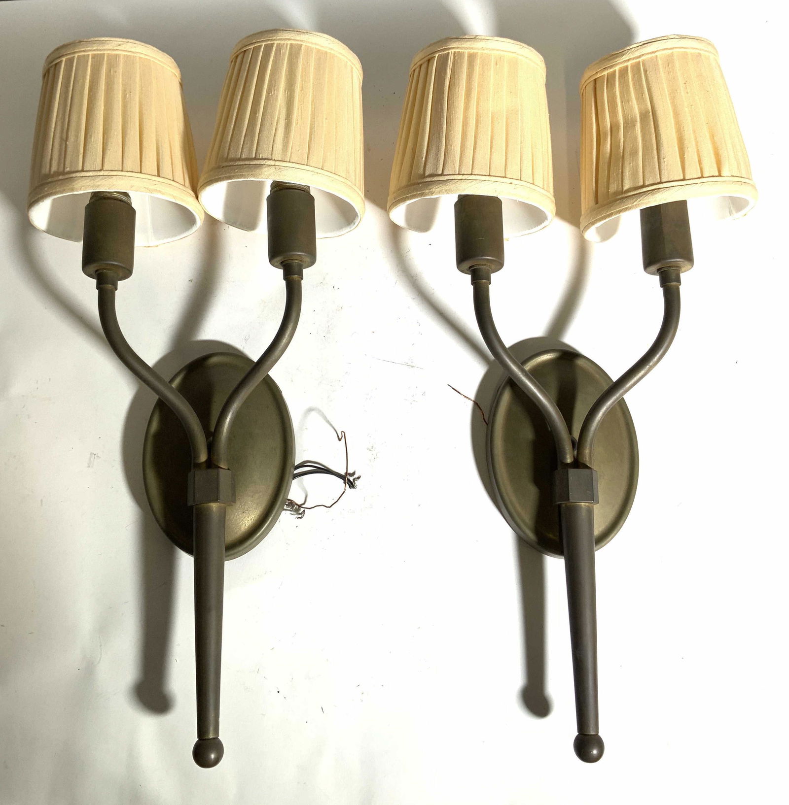 Pair Vintage Brass 2 Arm Wall Sconces (1 of 8)