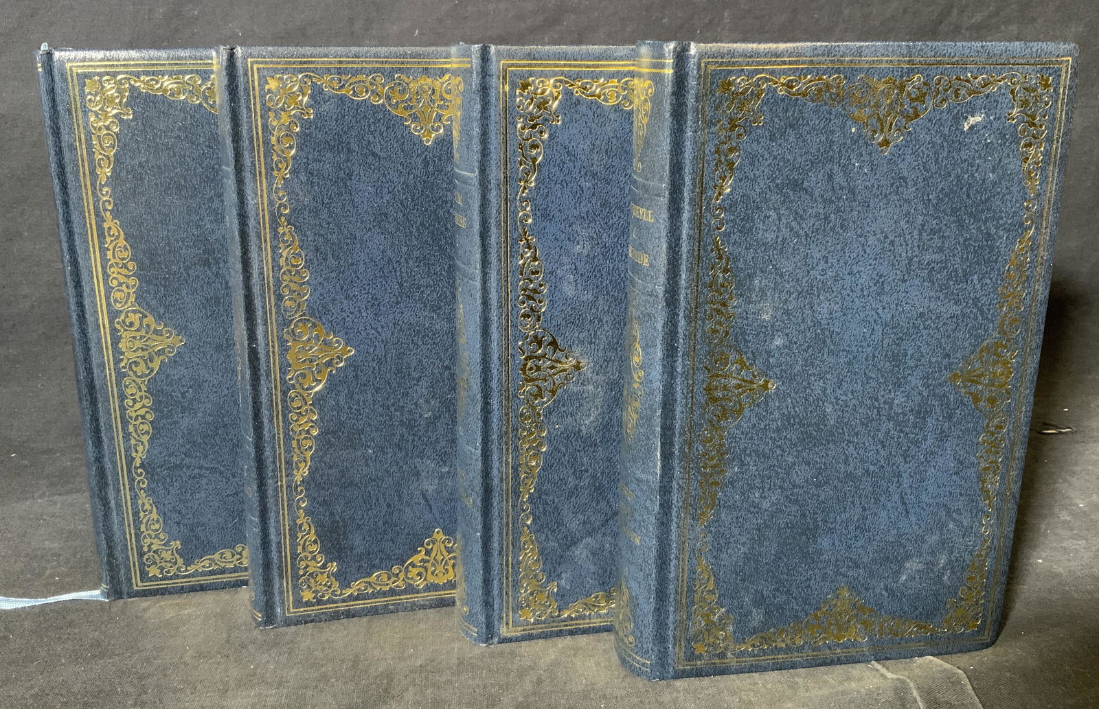 Group Lot 4 Blue Leather Bound Books (1 of 4)