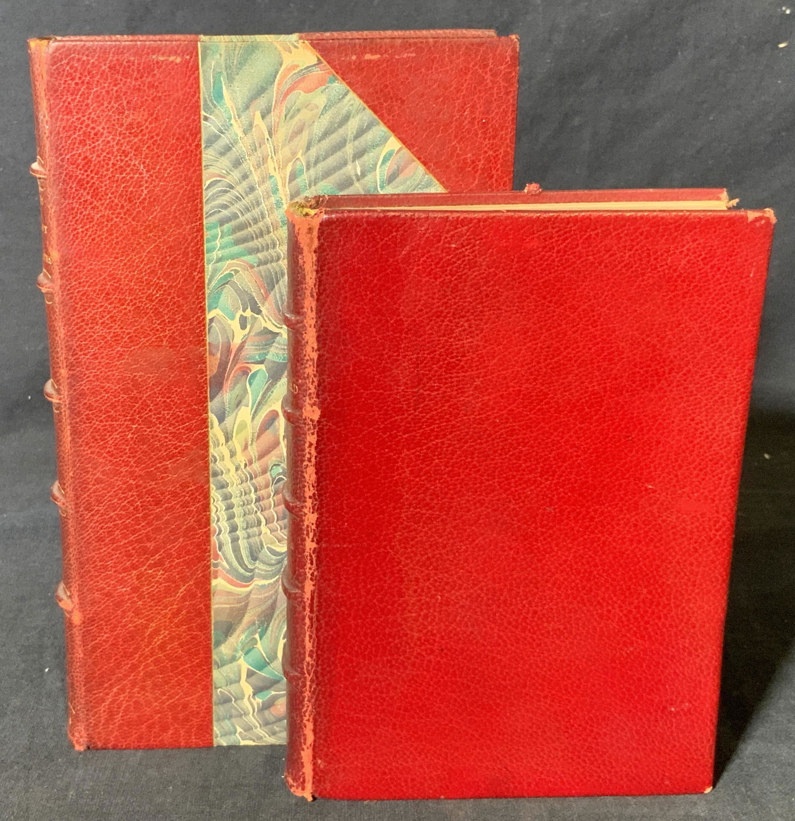 Group Lot 2 Red Leather Bound Books (1 of 5)