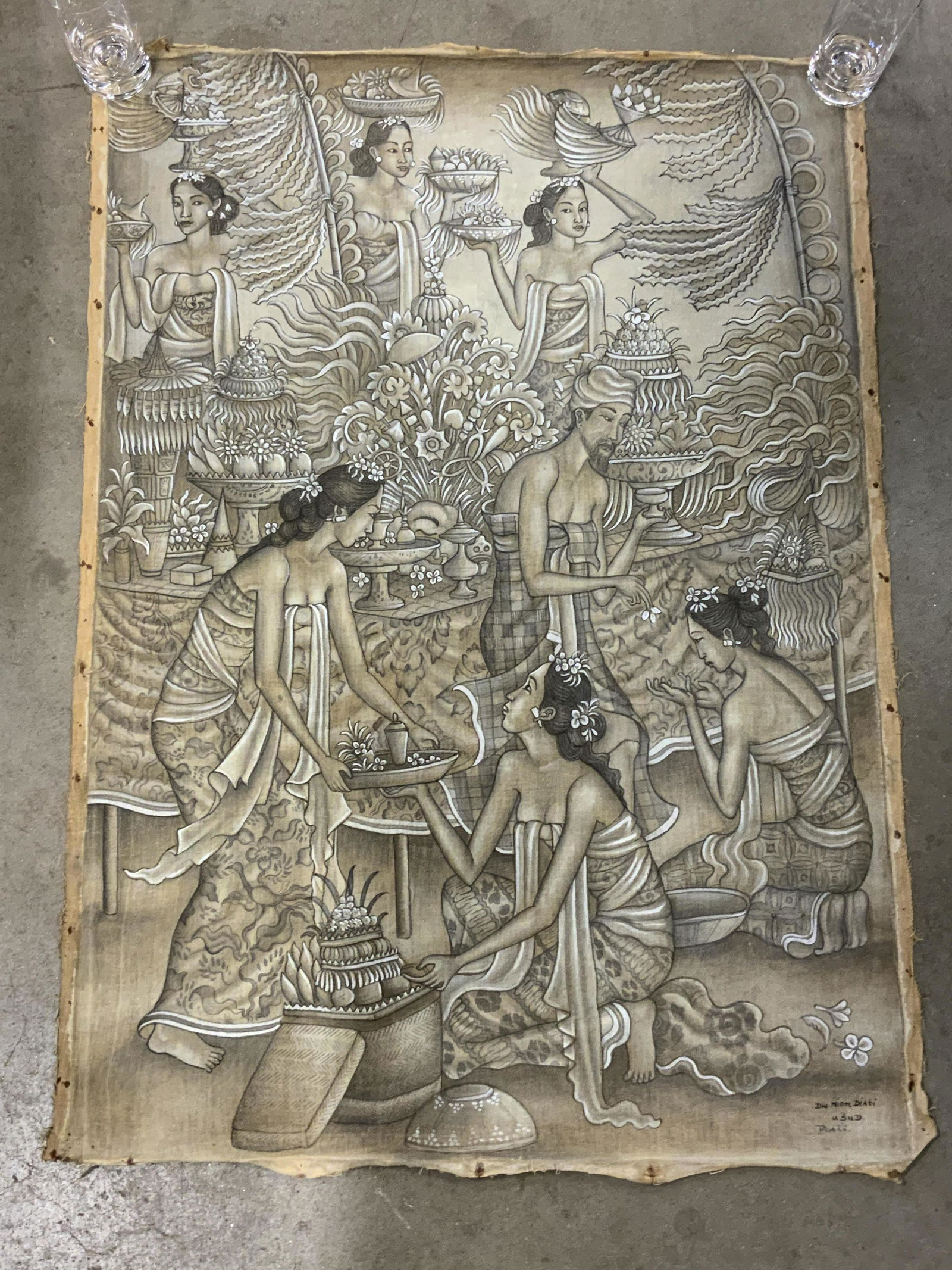 Indonesian Signed Painted Fabric (1 of 7)