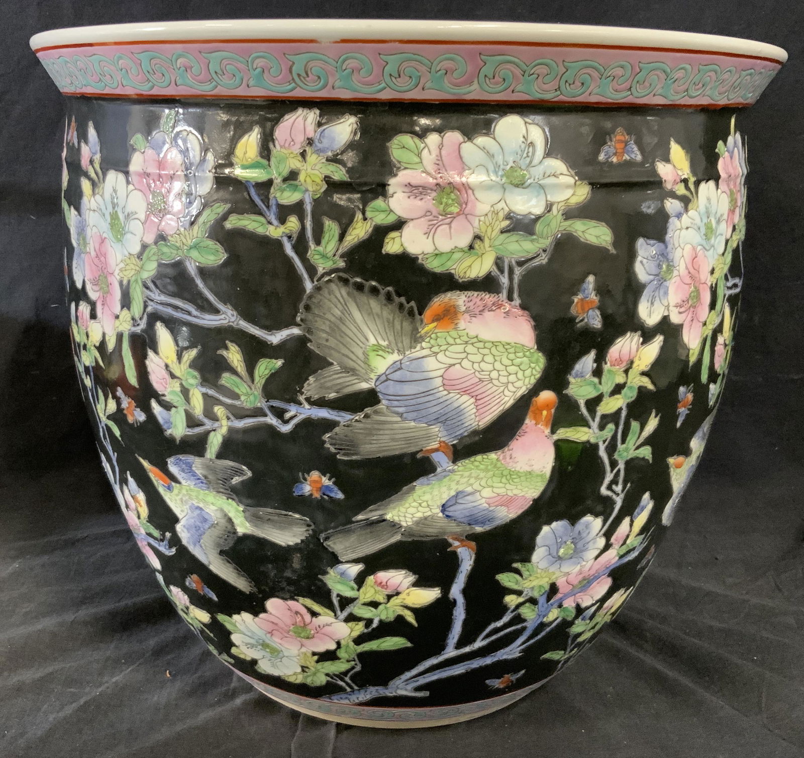 Signed Asian Porcelain Floor Cache Pot Planter (1 of 6)