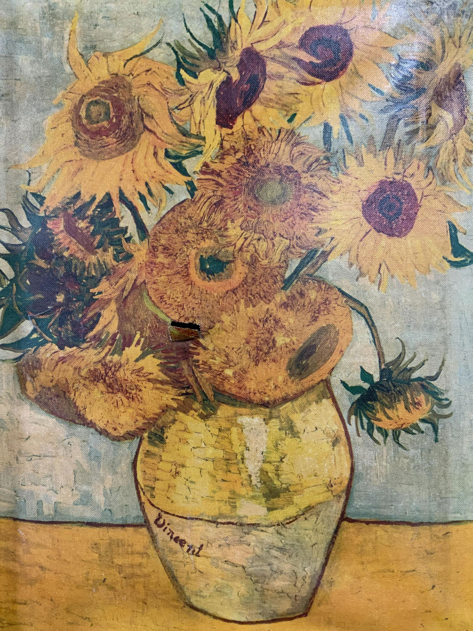 Framed Vincent Van Gogh Sunflower Print on Canvas (1 of 9)