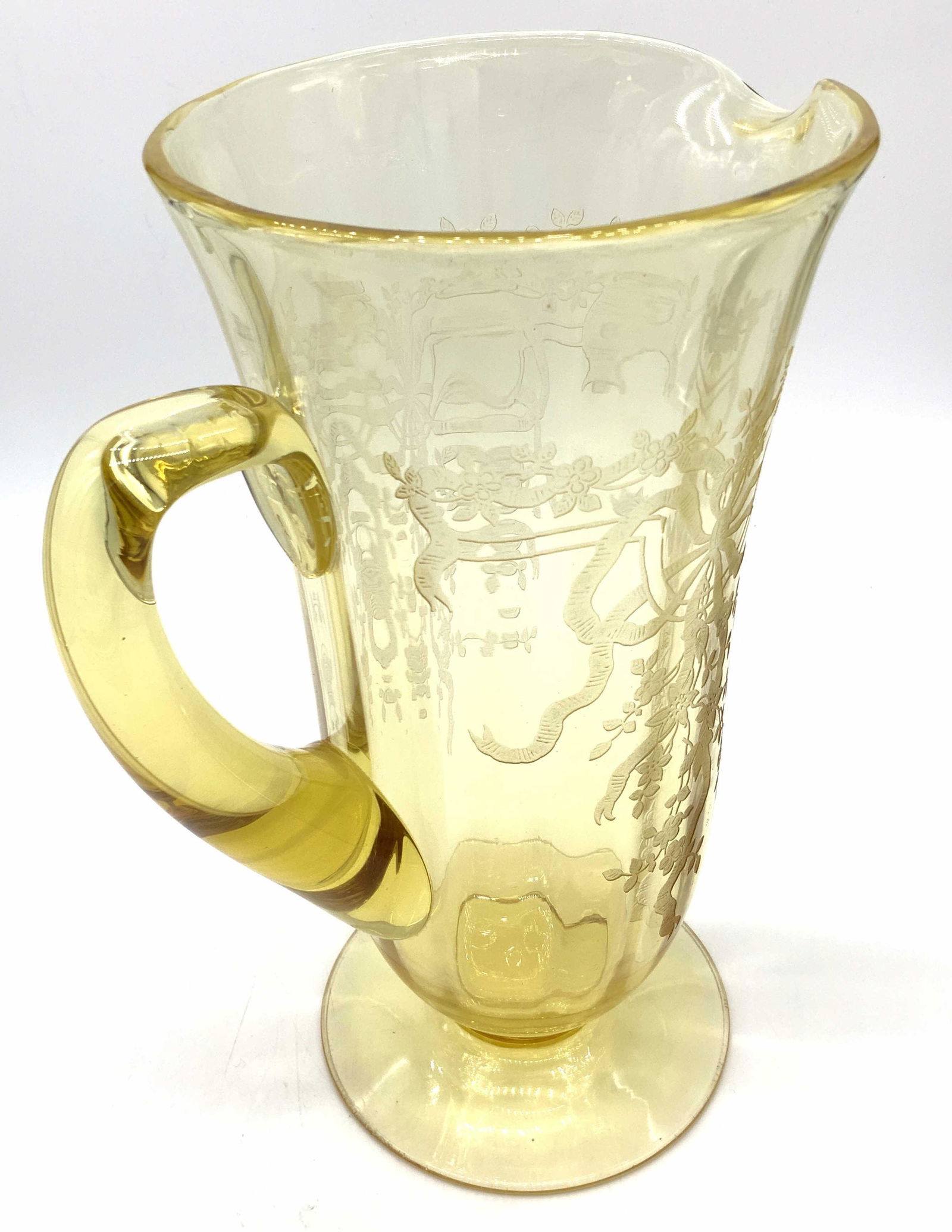 Etched Floral Depression Glass Crystal Pitcher (1 of 9)
