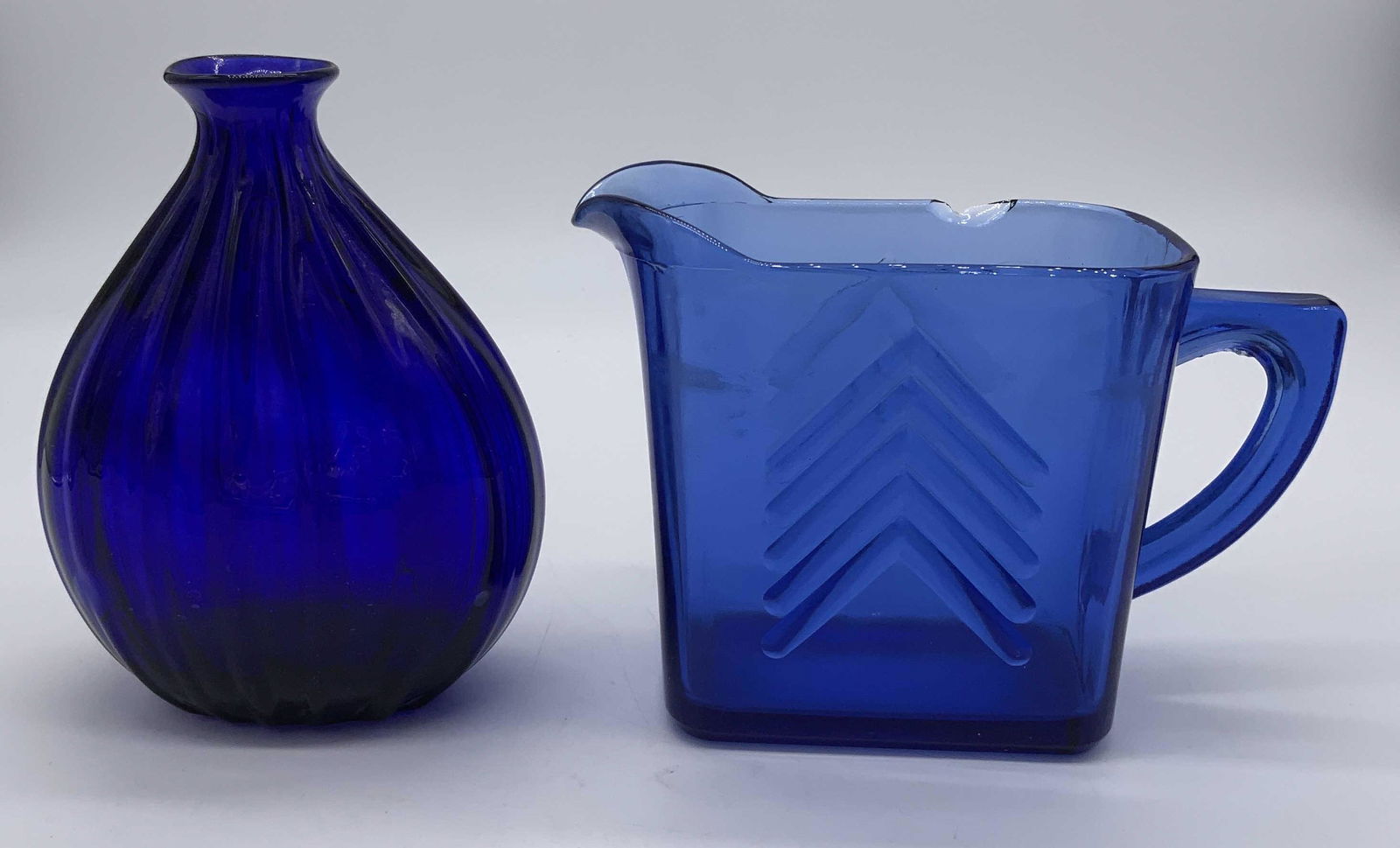 Lot 2 Cobalt Glass Vase & Pitcher (1 of 6)