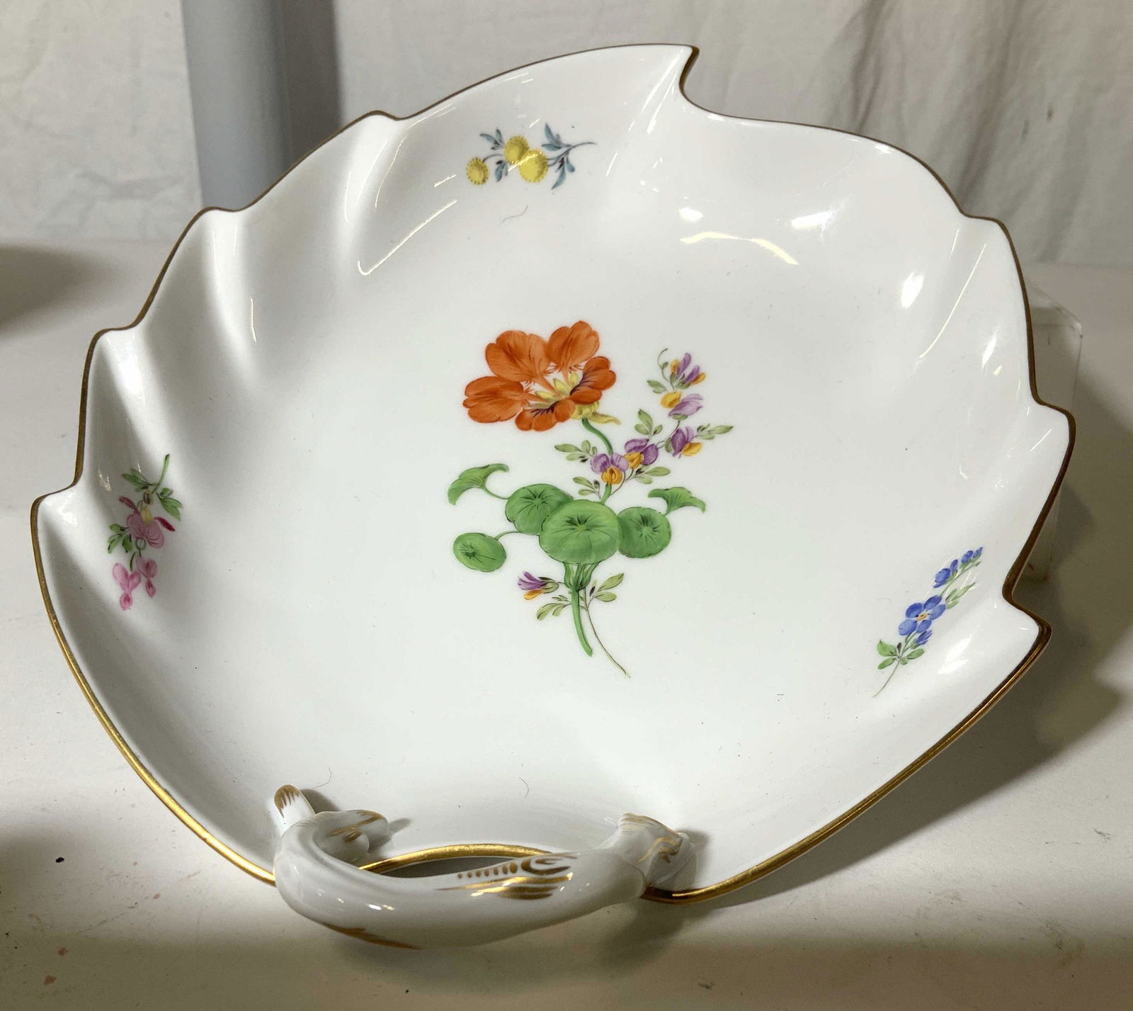 Signed Meissen Porcelain Serving Dish w Handle (1 of 8)