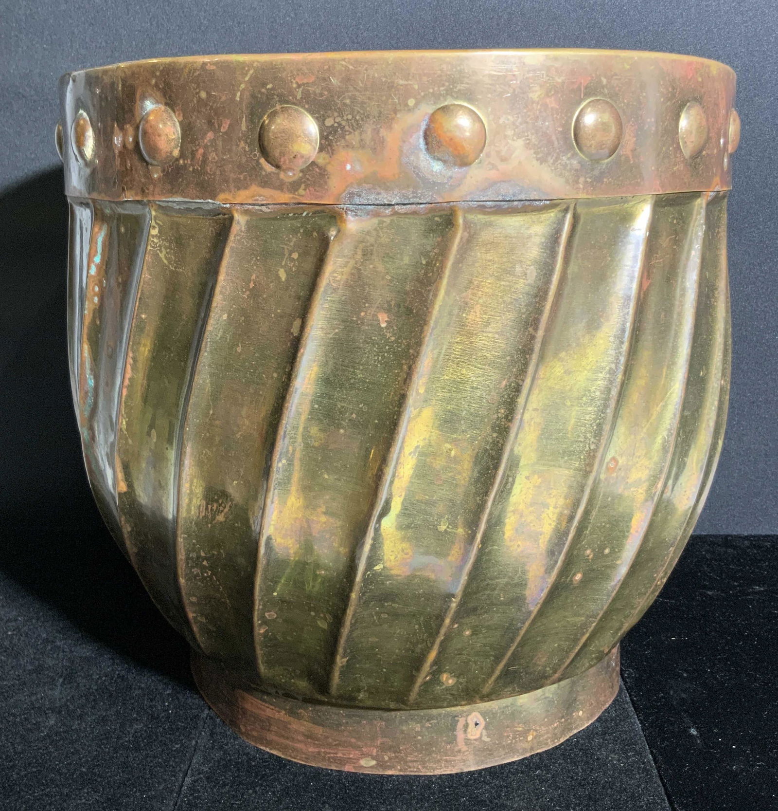 Brass & Copper Ribbed Metal Planter (1 of 10)