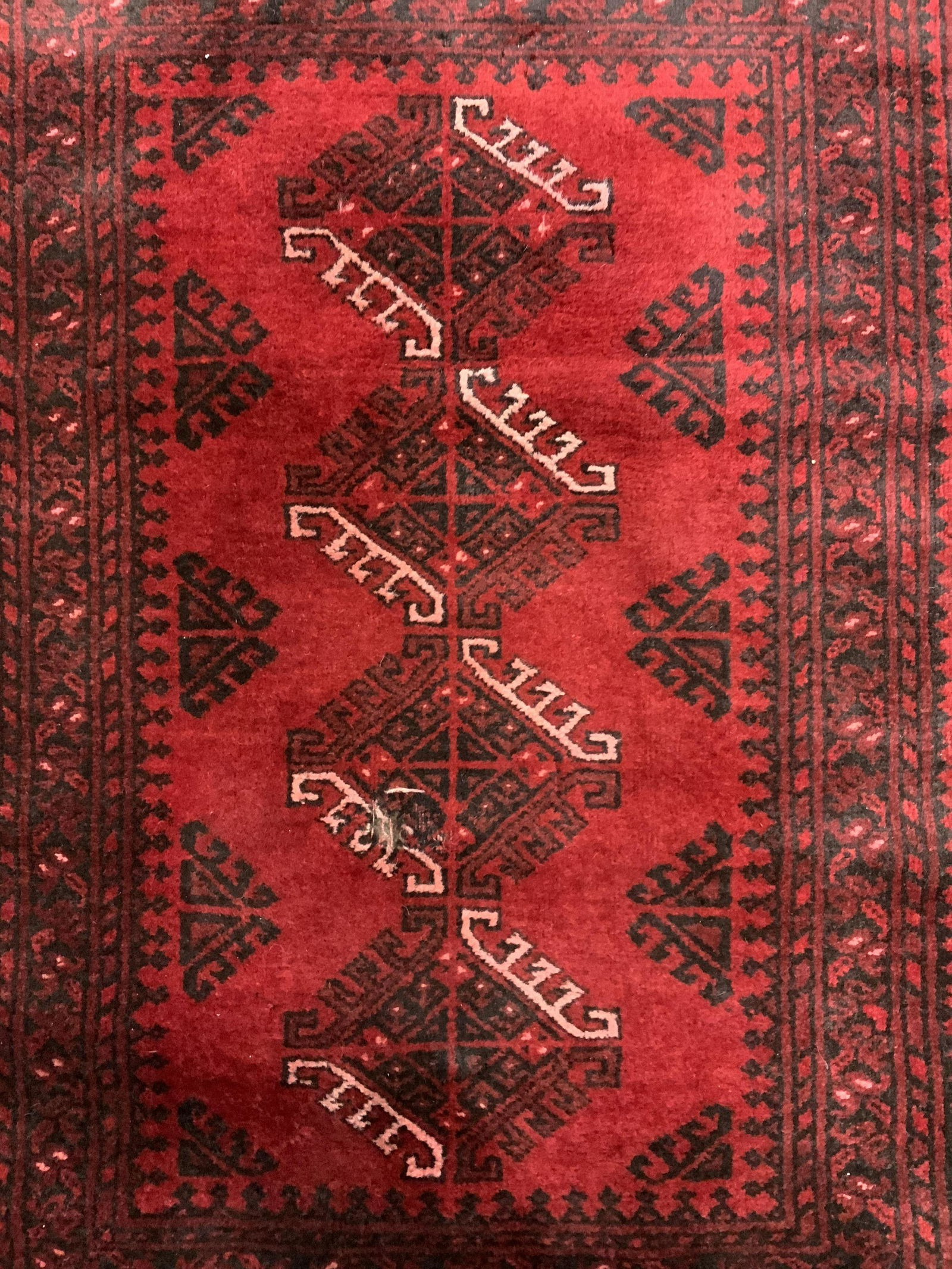 Vintage Handmade Fringed Wool Rug (1 of 8)