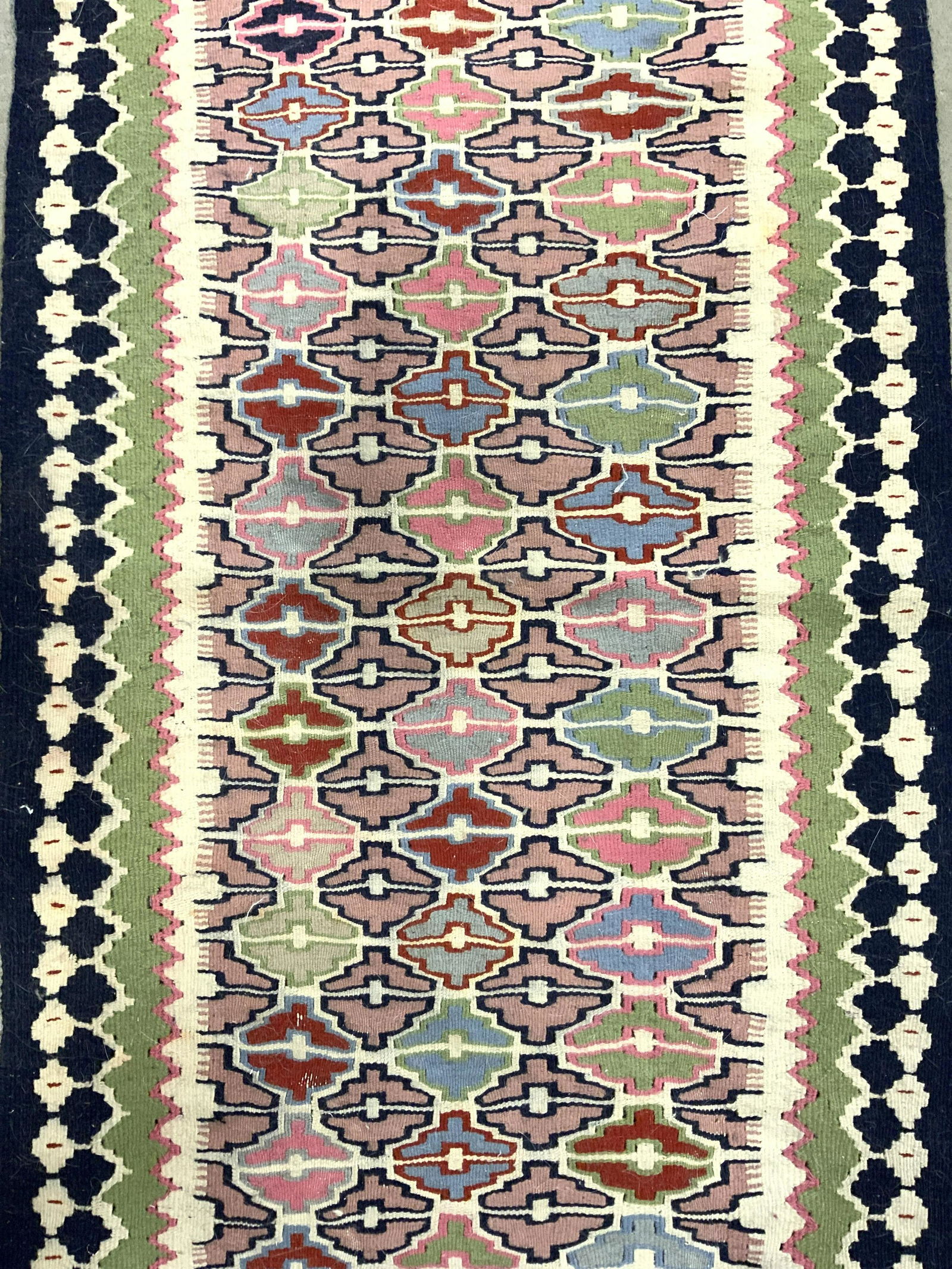 Vintage Flatweave Fringed Wool Runner (1 of 8)