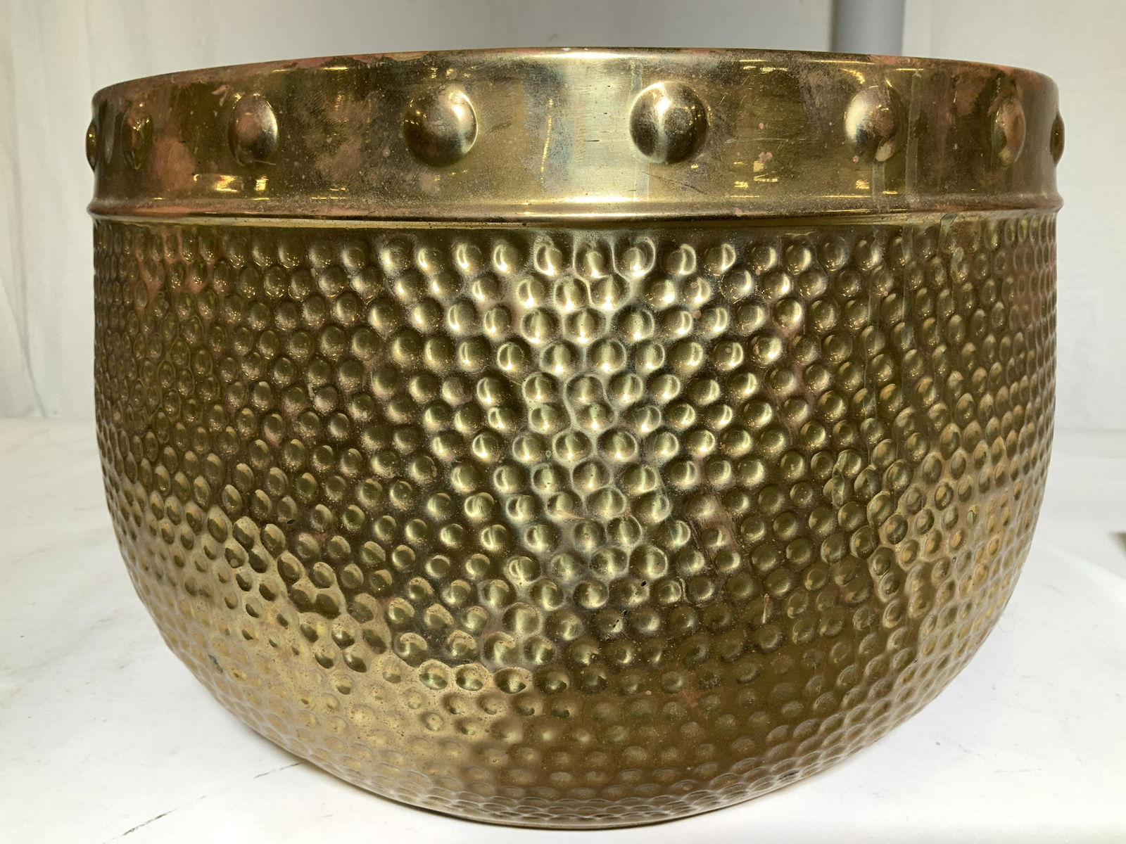 Oversized Hammered Metal Floor Planter (1 of 6)
