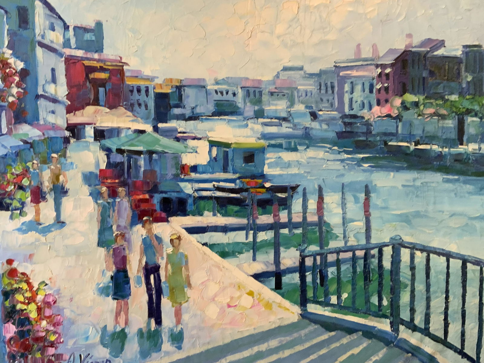 A.VICTOR Signed Oil on Canvas Townscape (1 of 10)