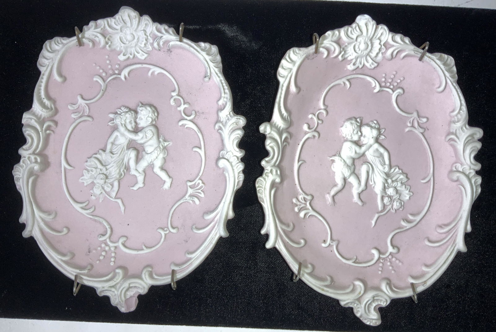 Pink Jasperware Cherub Ceramic Wall Plaques,2 (1 of 5)