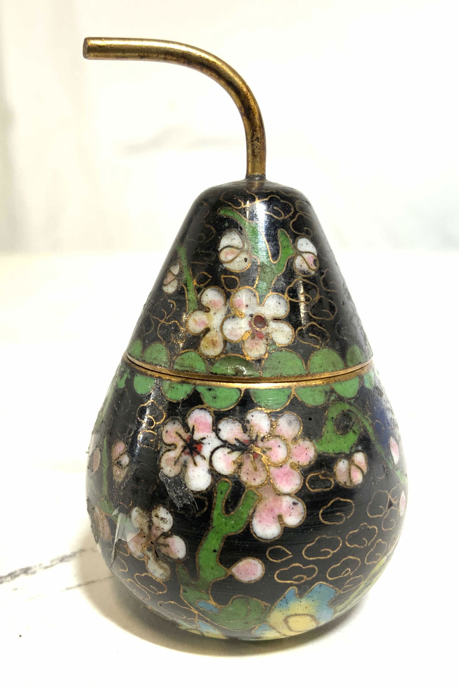 Vintage Enameled Pear Shaped Asian Trinket Box (1 of 7)
