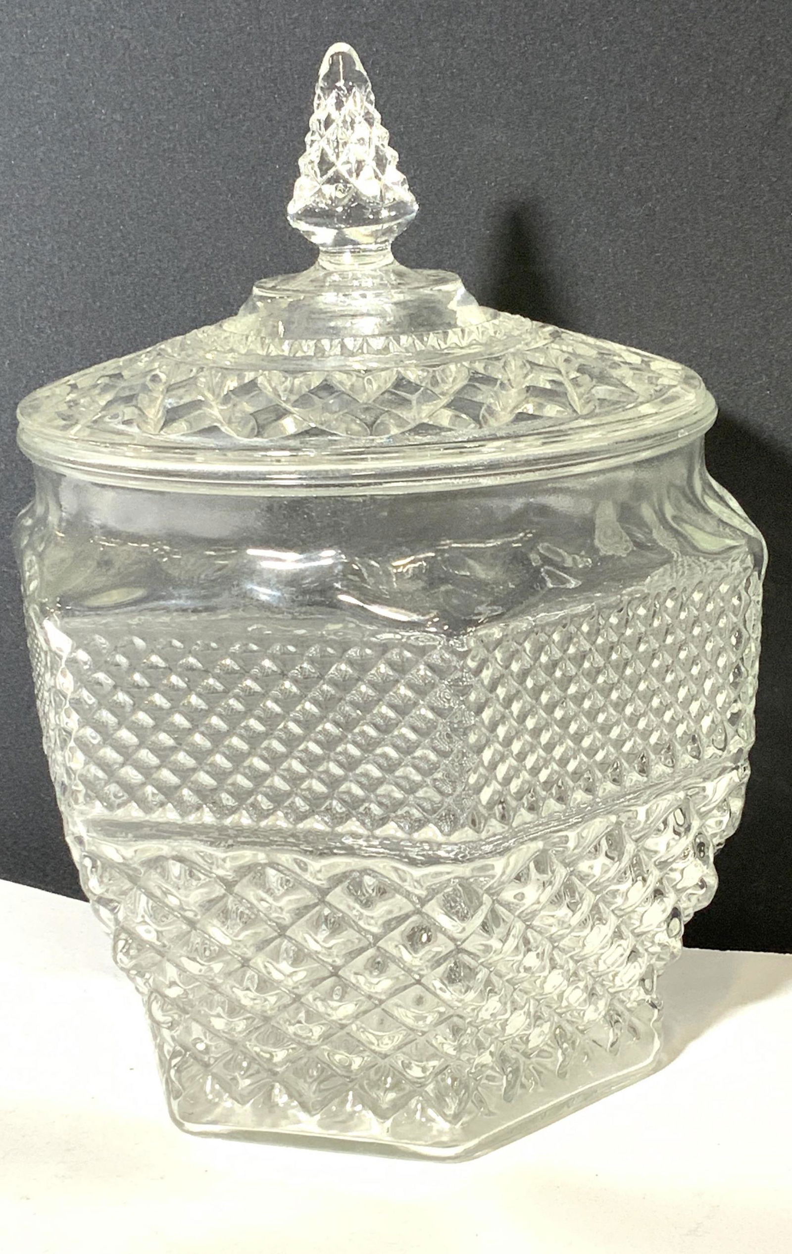 Mid Century Embossed Glass Lidded Jar (1 of 5)