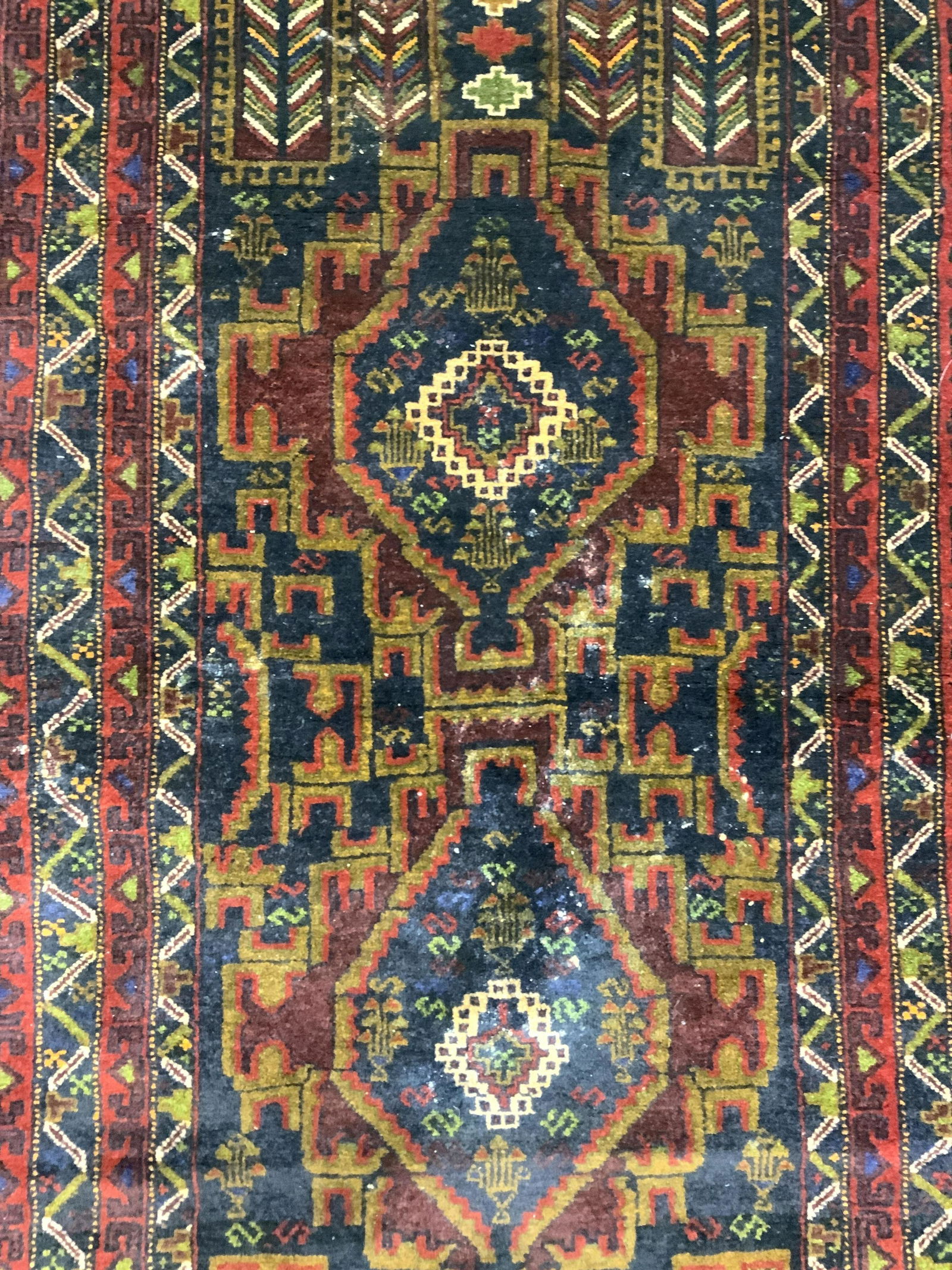 Vintage Handmade Fringed Wool Rug (1 of 8)