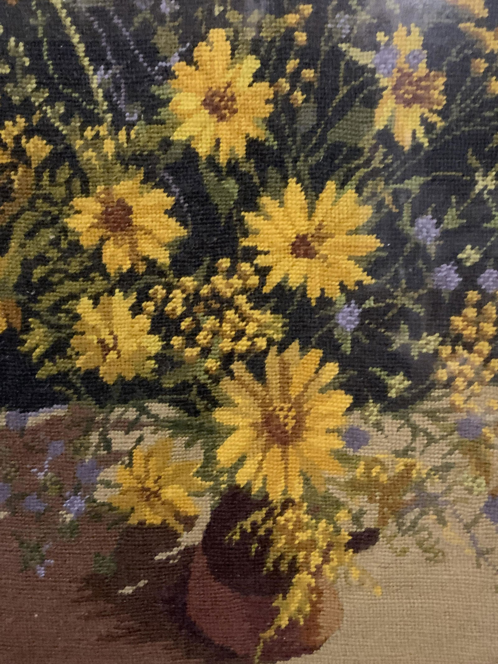 Gilt Wood Frame Petite Point Floral Still Life (1 of 6)