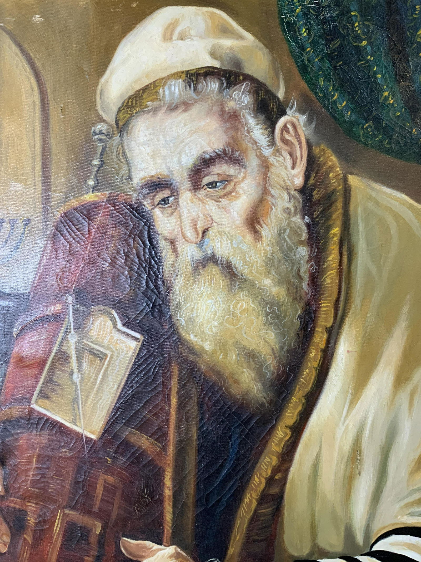 Oil Painting of Man with Torah, Judaica (1 of 7)