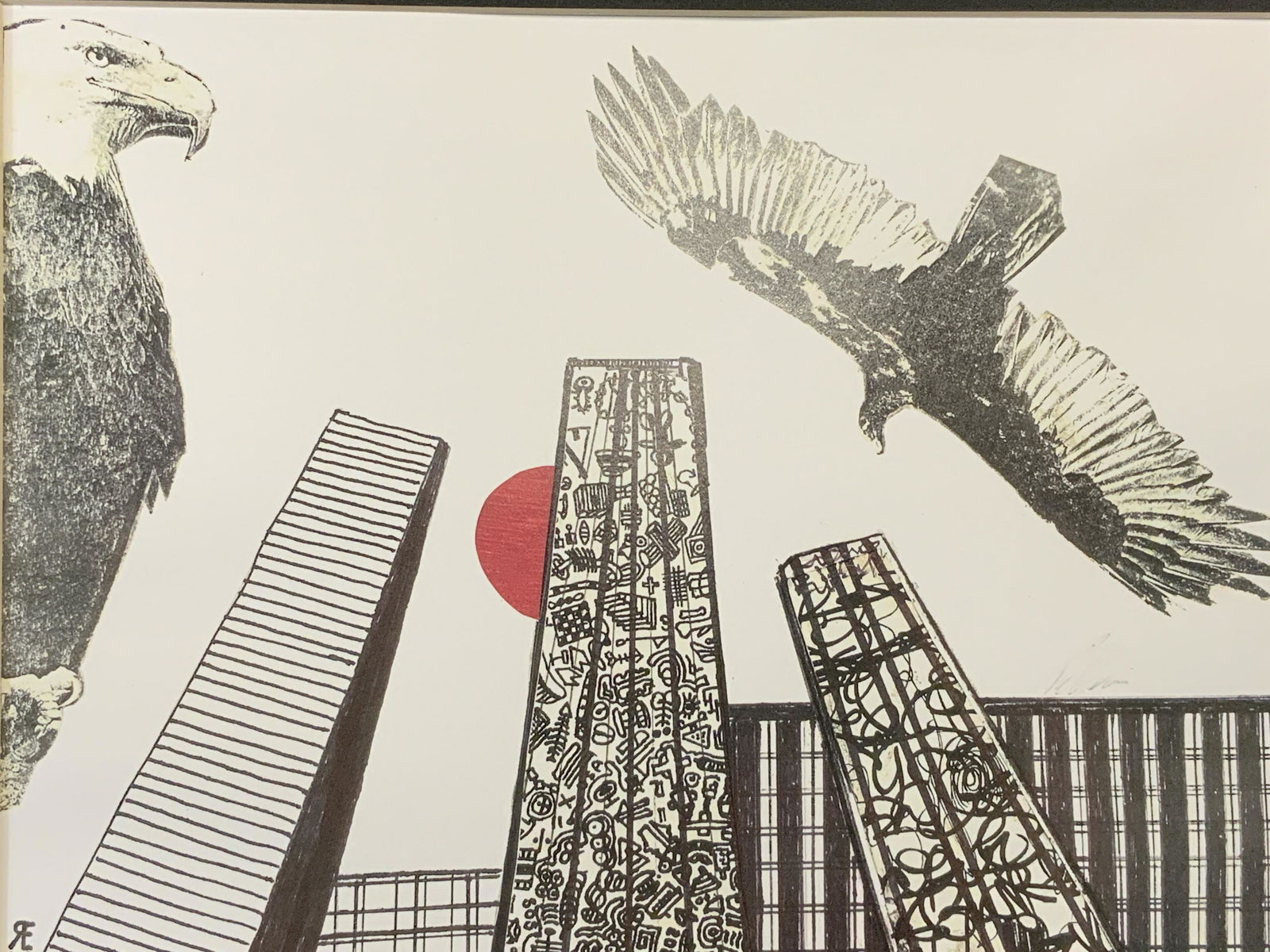 Initialed Lithograph of Birds & Geometric designs (1 of 6)