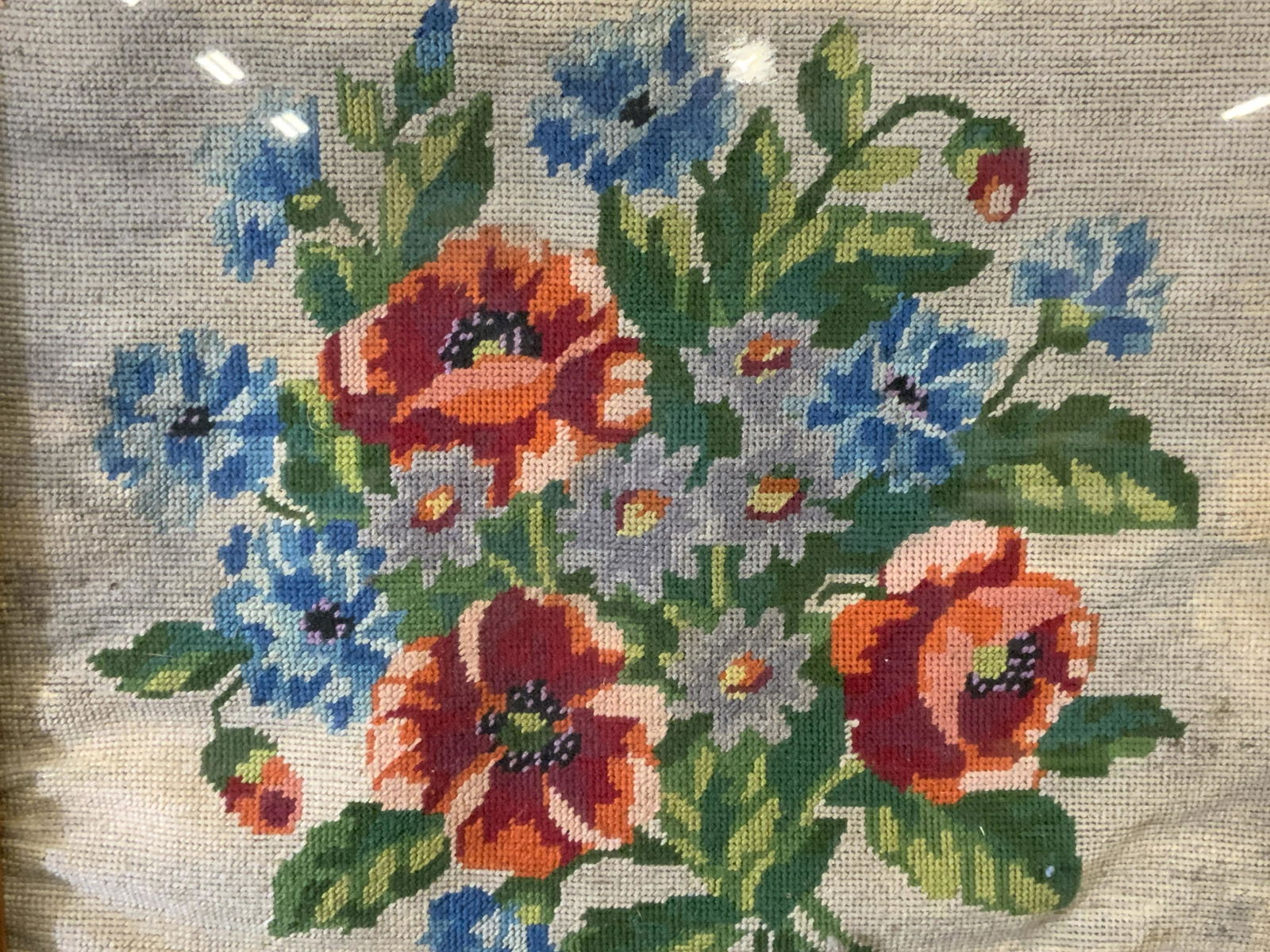Framed Needle Point Floral Still Life (1 of 6)
