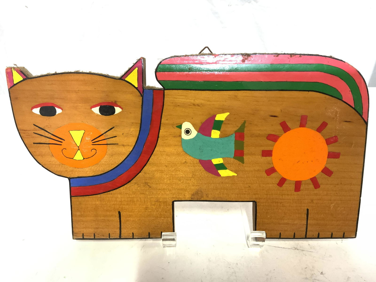 Trademarked Handmade Wooden Cat Wall Hanging (1 of 8)