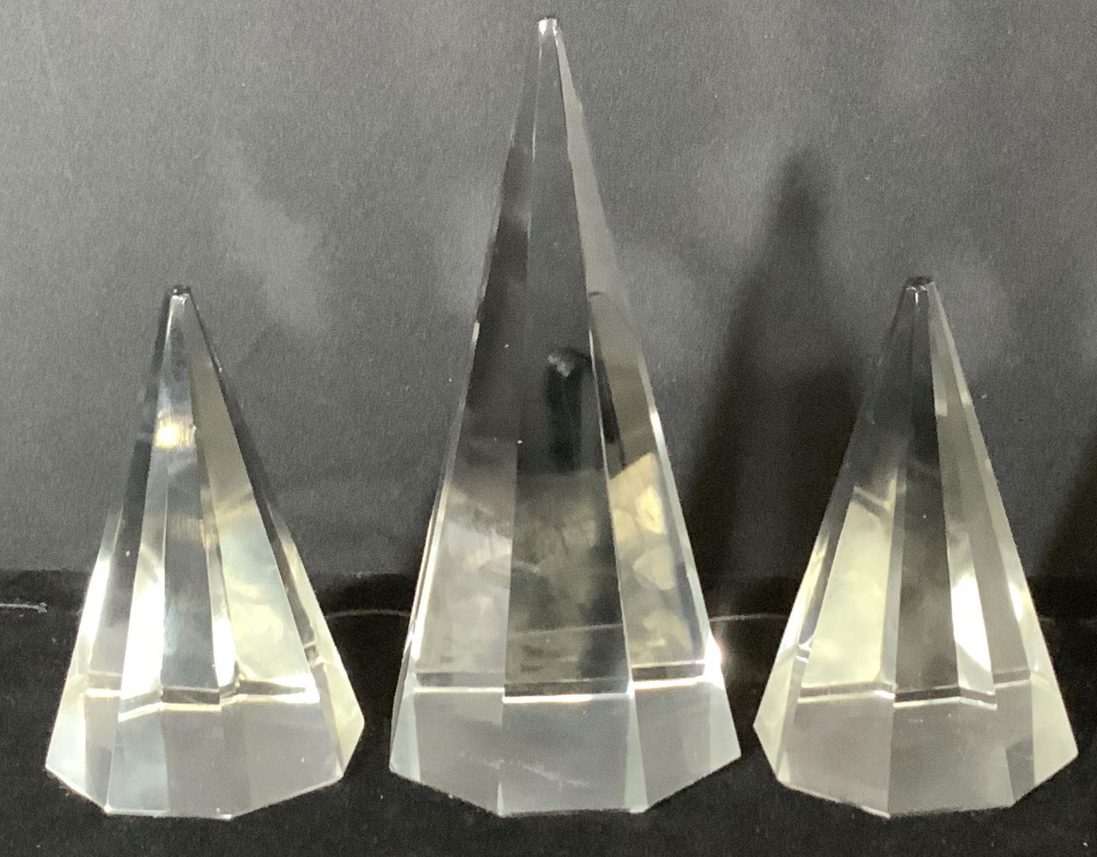 Set 3 Faceted Glass Triangular Decor Prisms (1 of 6)