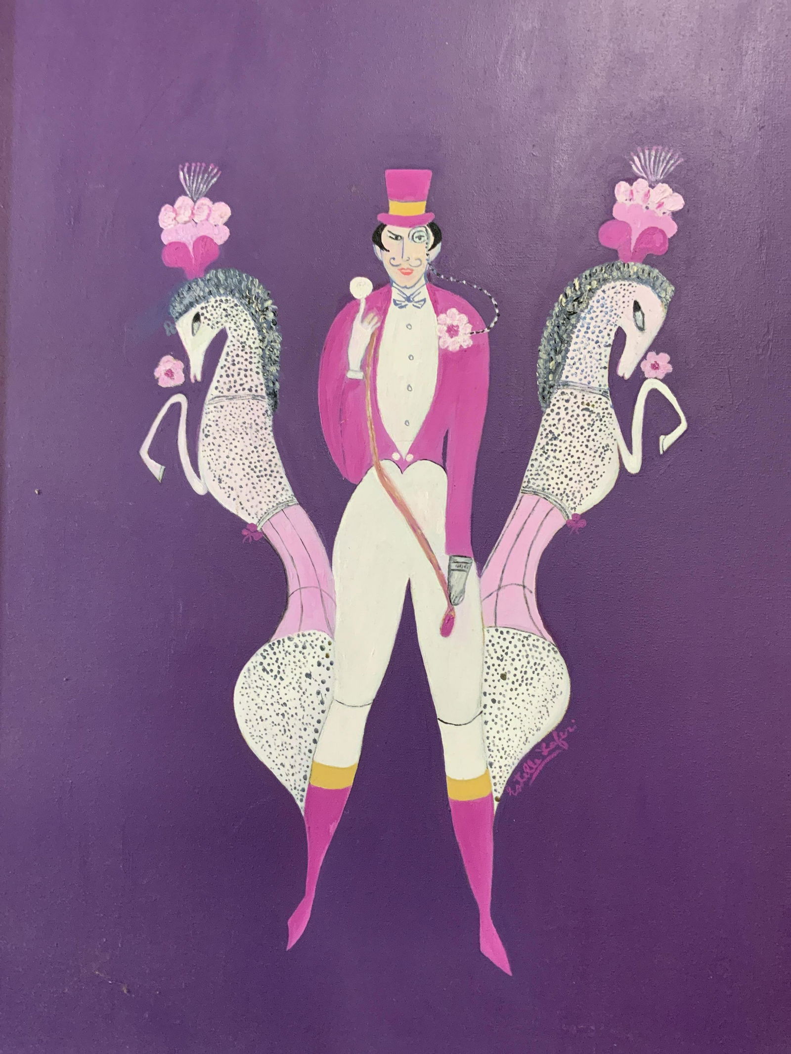 Signed Oil on Canvas Abstract Circus Painting (1 of 9)