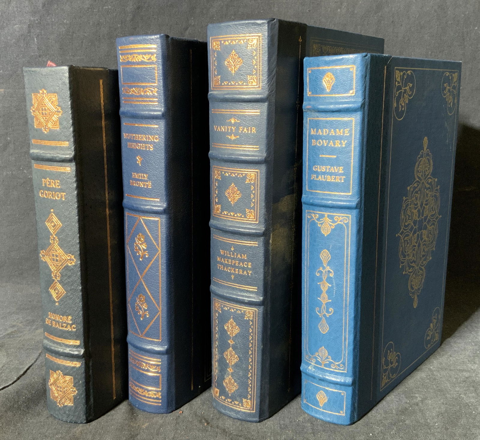 Group Lot 4 Vintage Blue Leather Bound Books (1 of 5)