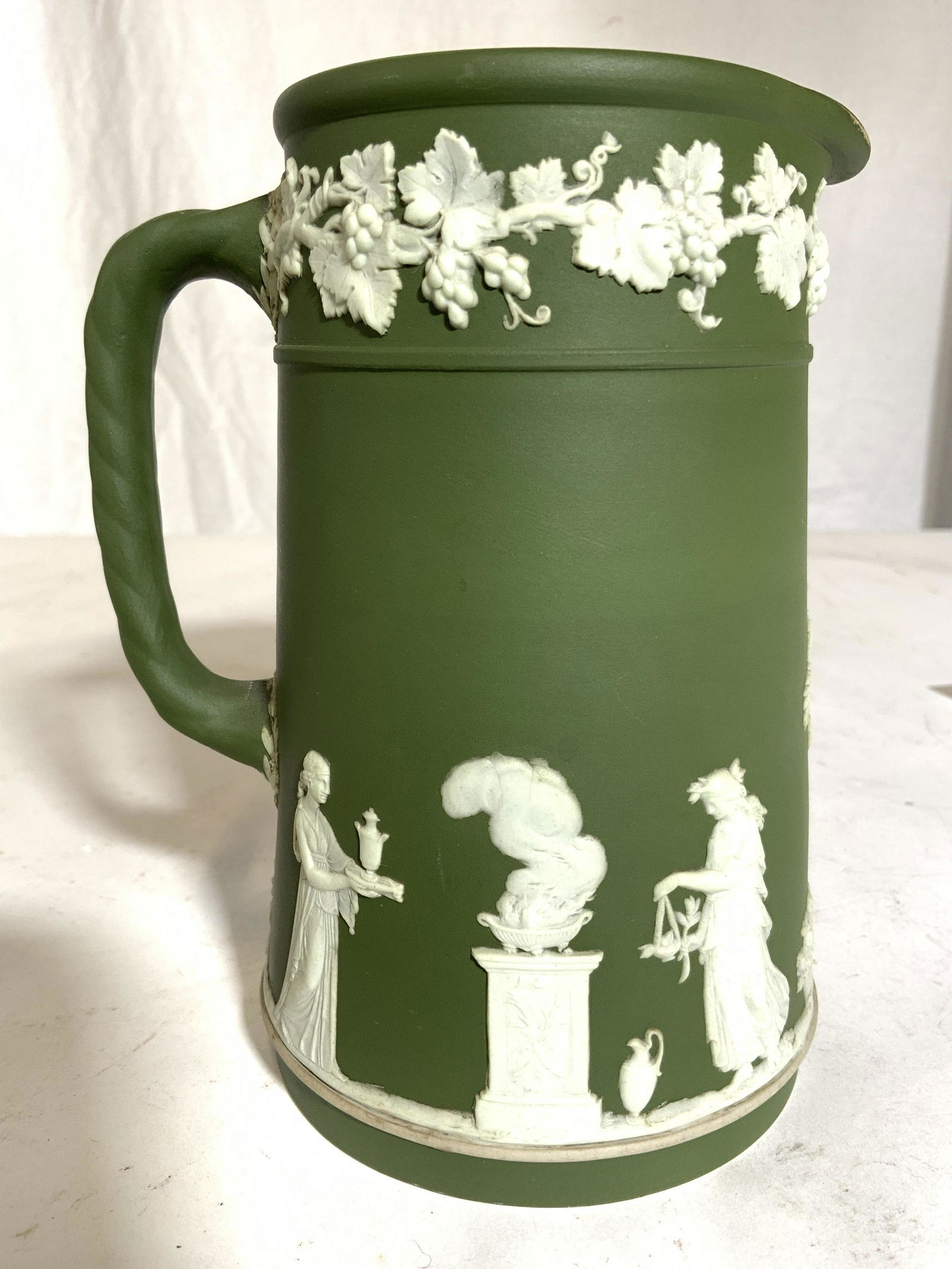 Vintage Green WEDGWOOD Jasperware Pitcher (1 of 9)