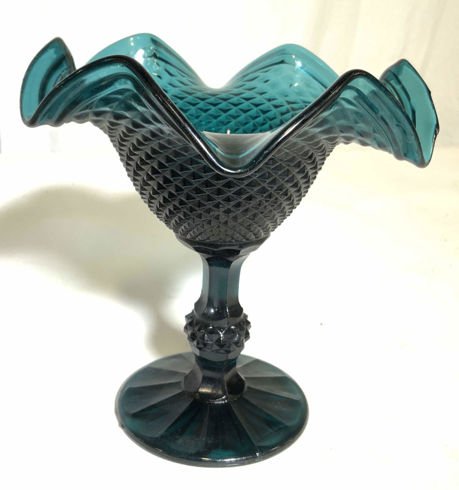 Teal Pedestaled Art Glass Compote Dish (1 of 8)