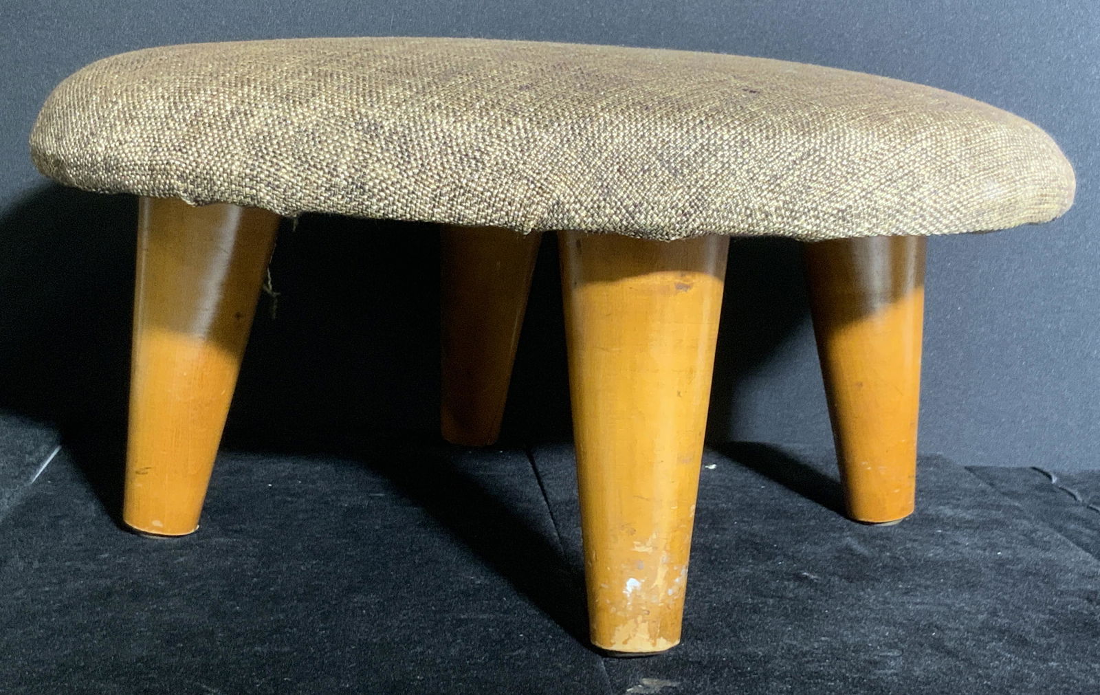 Upholstered Wooden Circular Foot Stool (1 of 9)