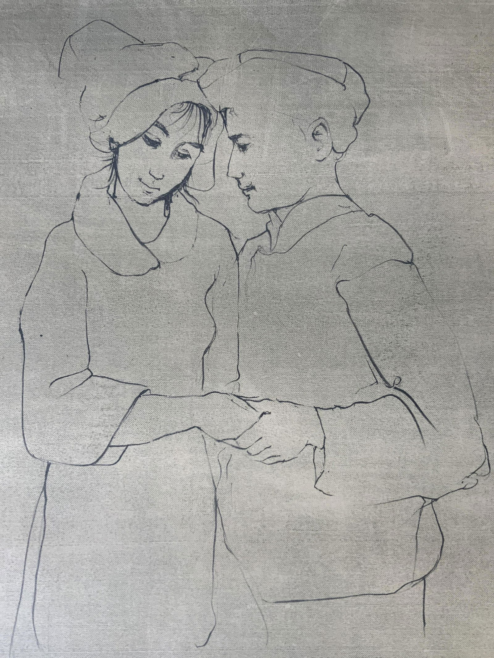 Signed Artist’s Edition Etching of Two Figures (1 of 7)