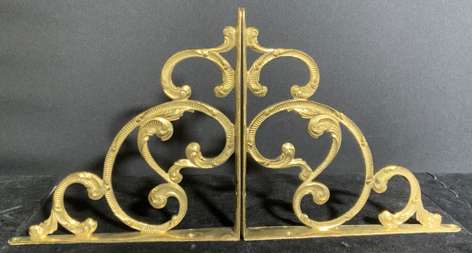 Pair Etched Brass Shelf Brackets, Wall Decor (1 of 9)