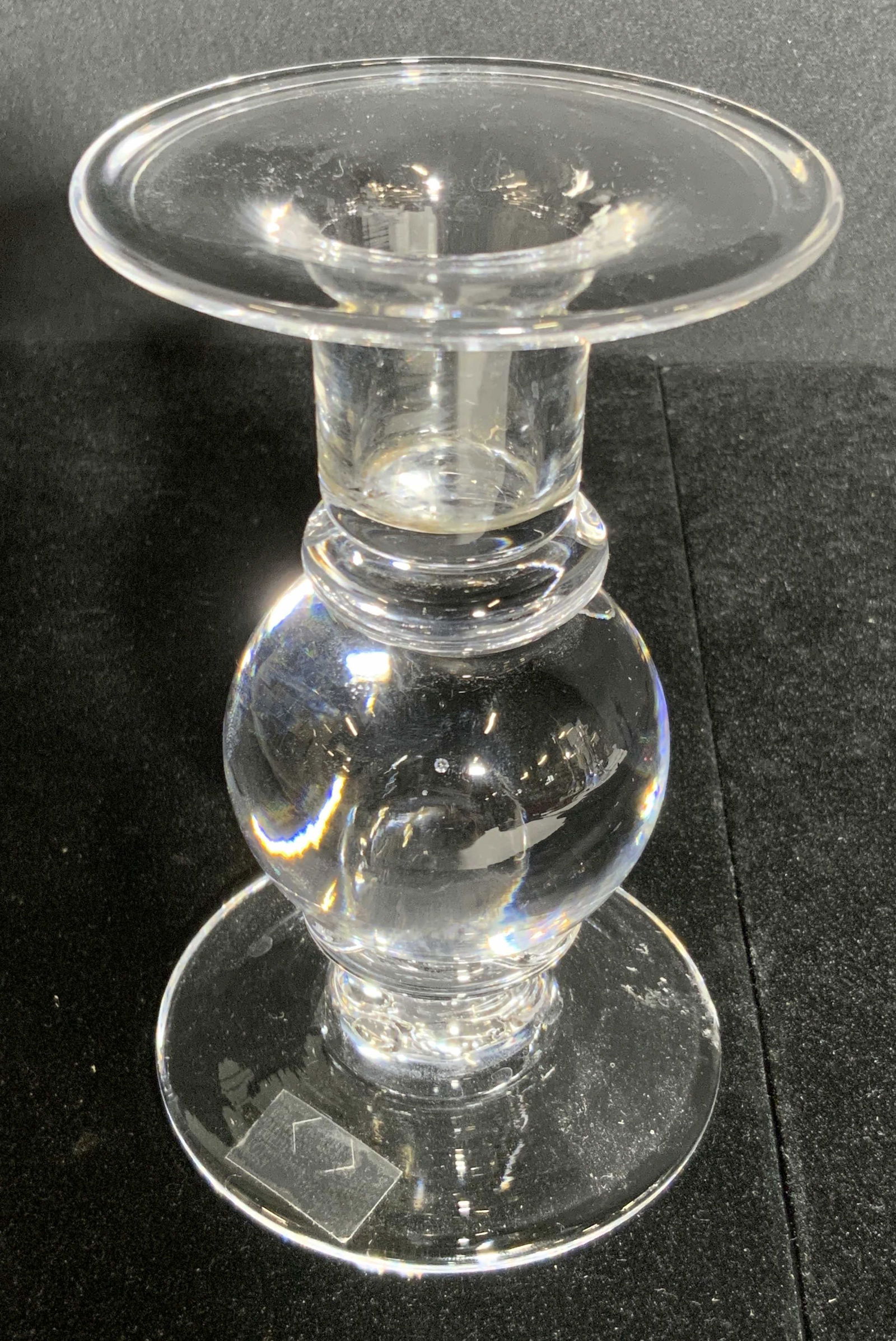 Signed SIMON PEARCE Clear Glass Candlestick (1 of 7)